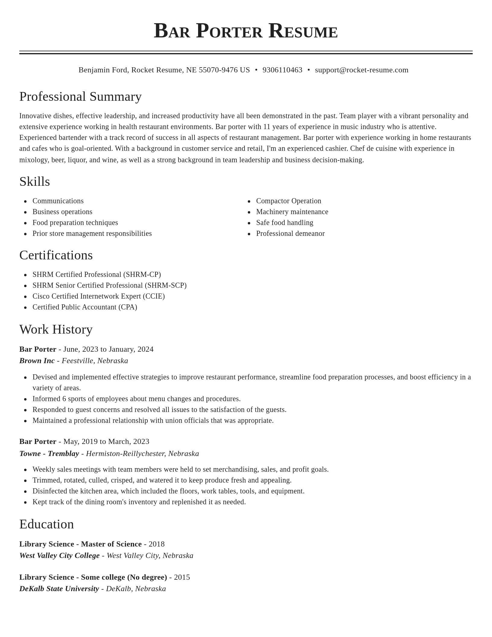 Classic resume template