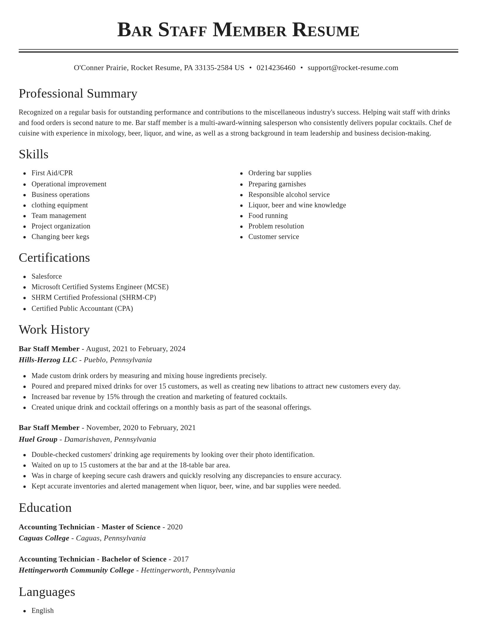 Classic resume template