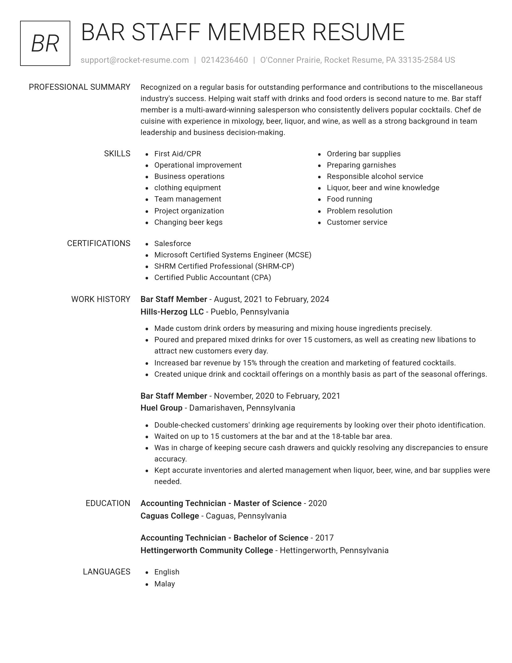 Renowned resume template
