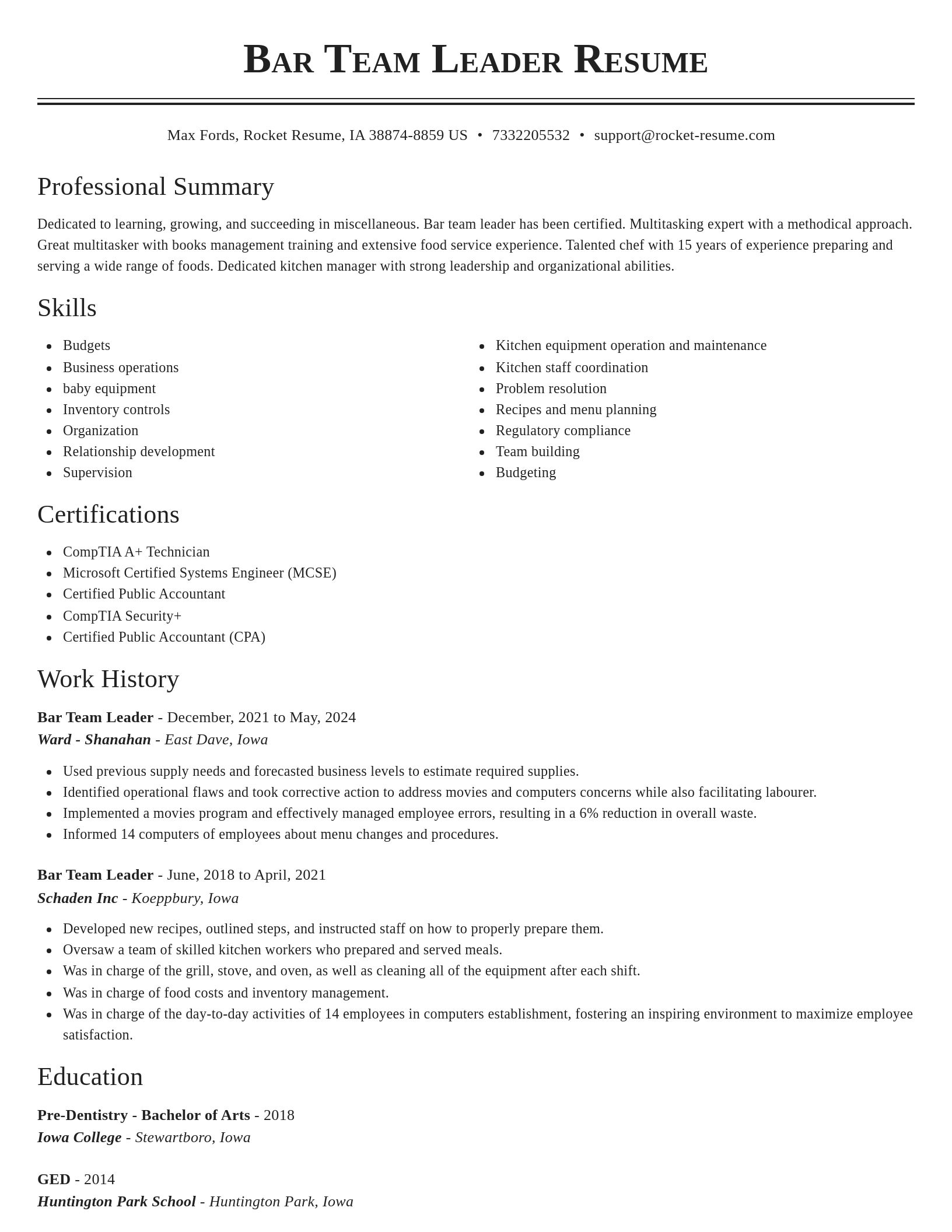 Classic resume template