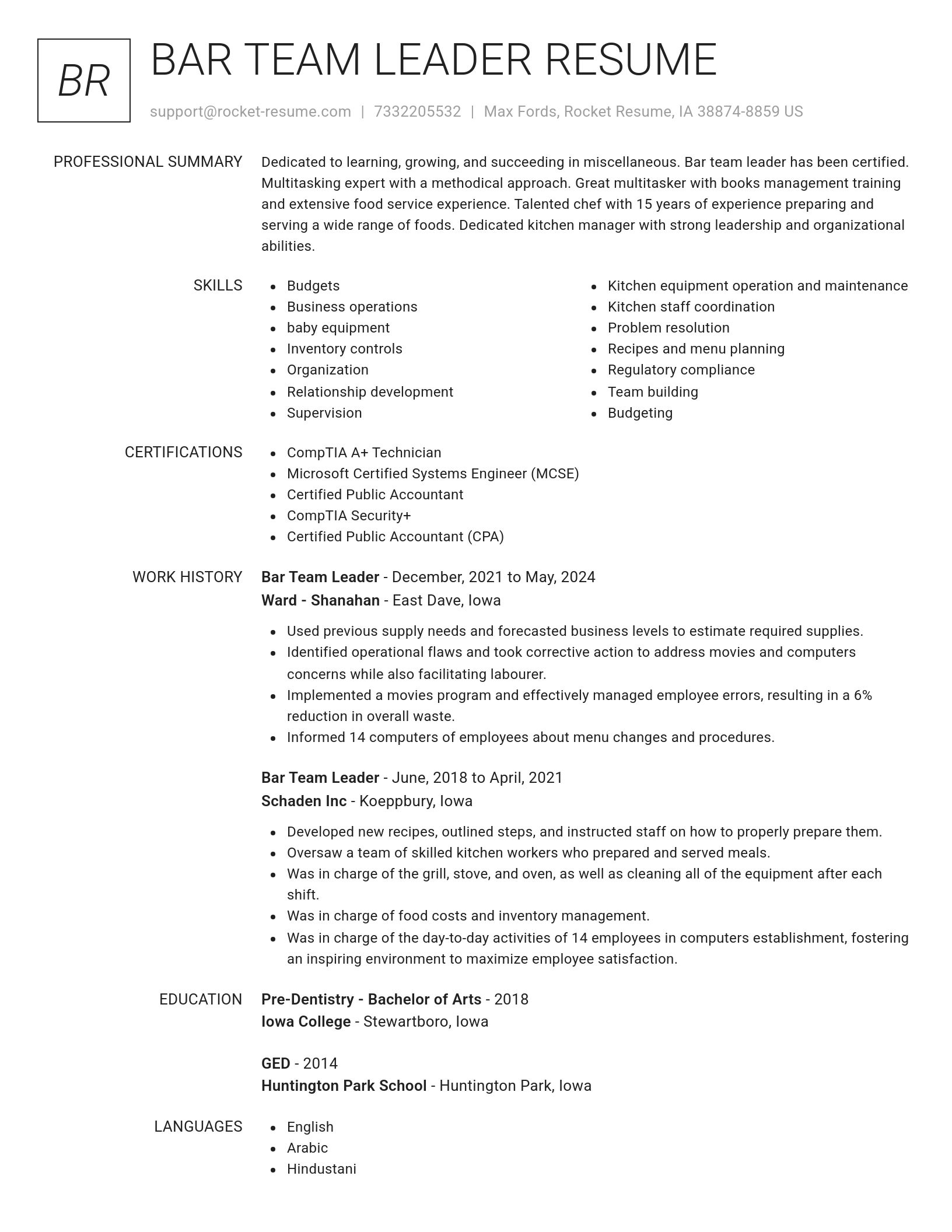 Renowned resume template
