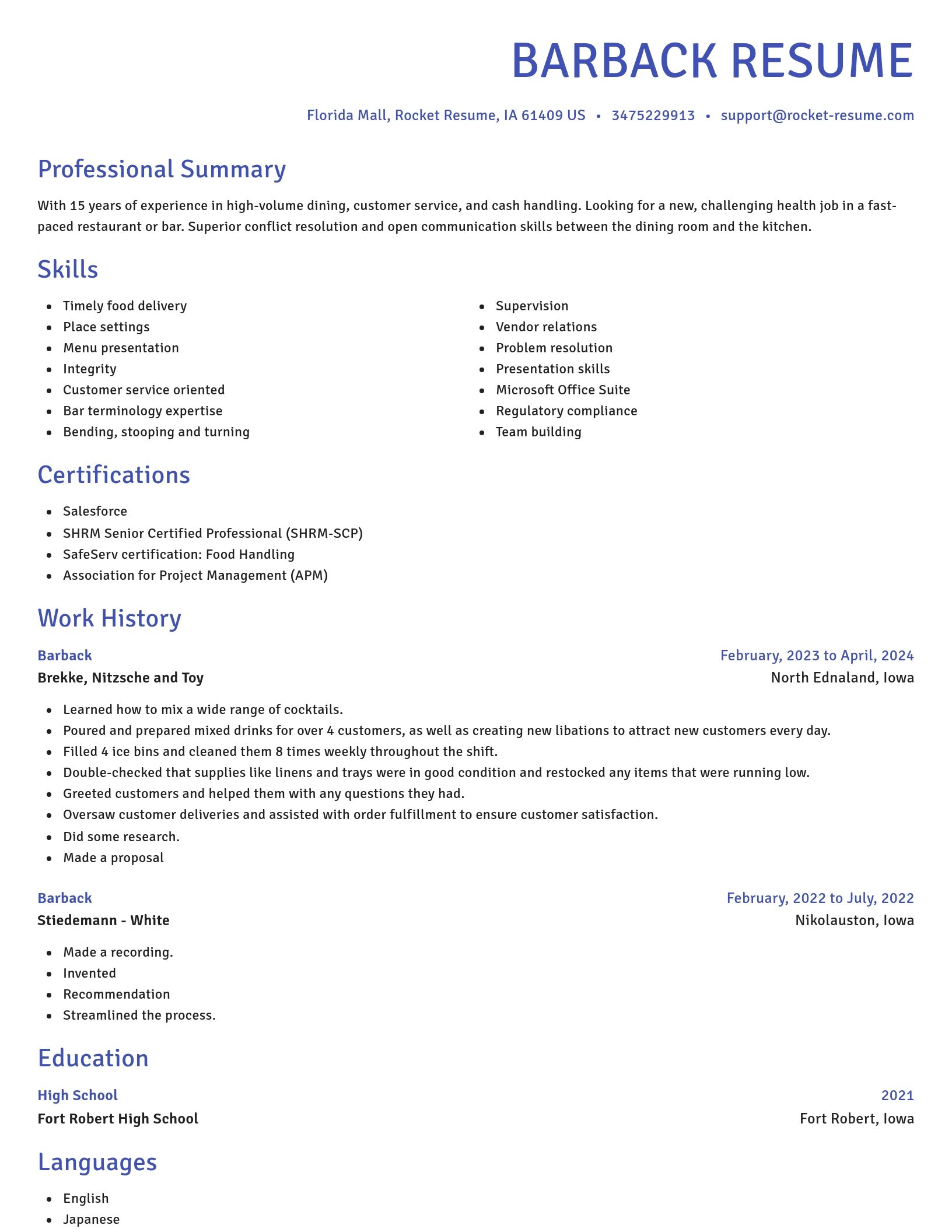 Novel resume template