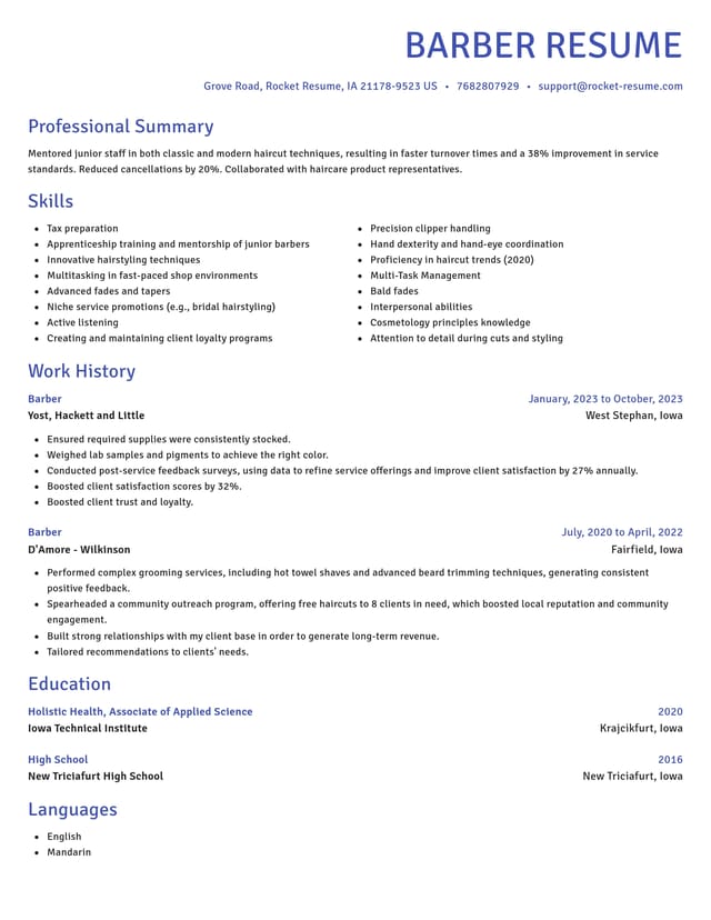 Novel resume template