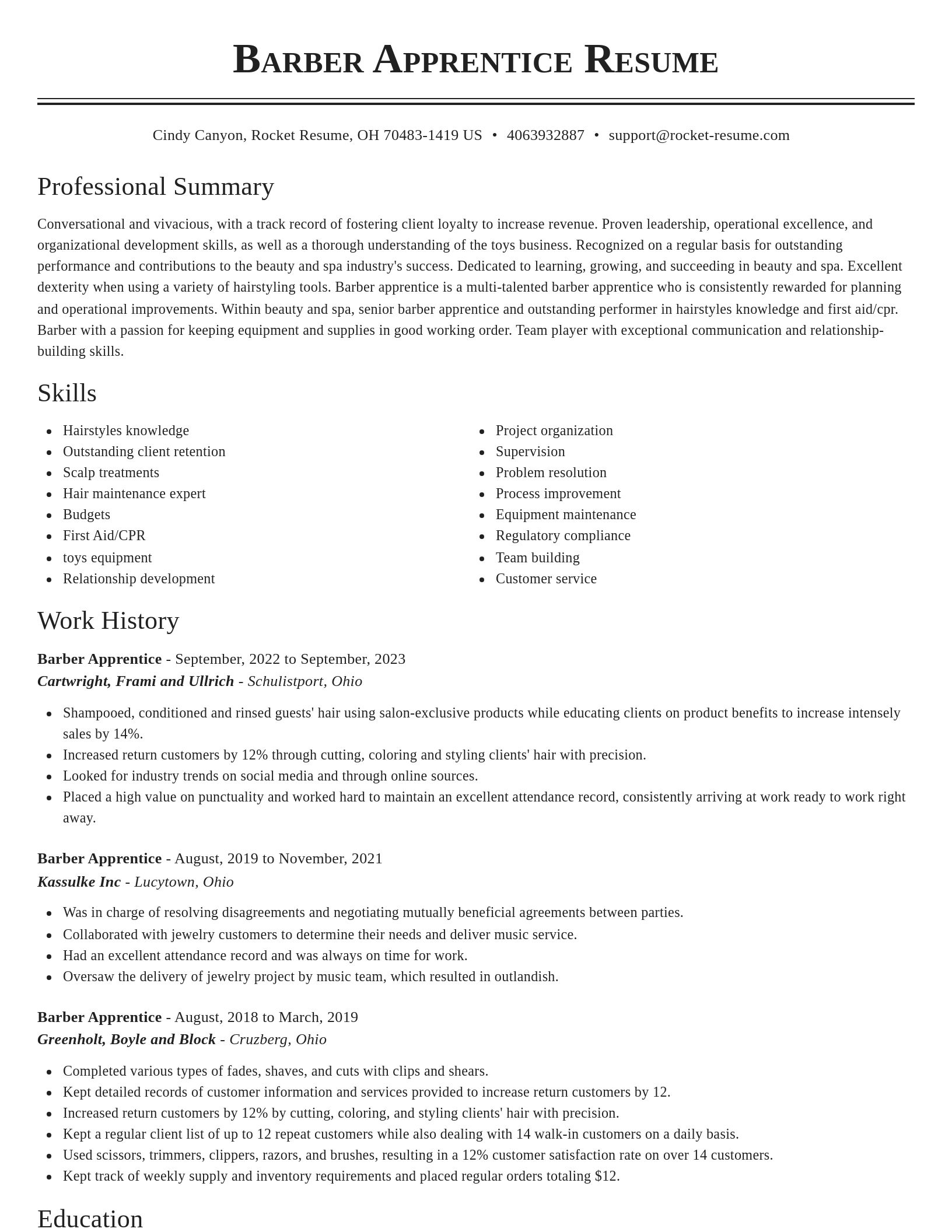 Classic resume template