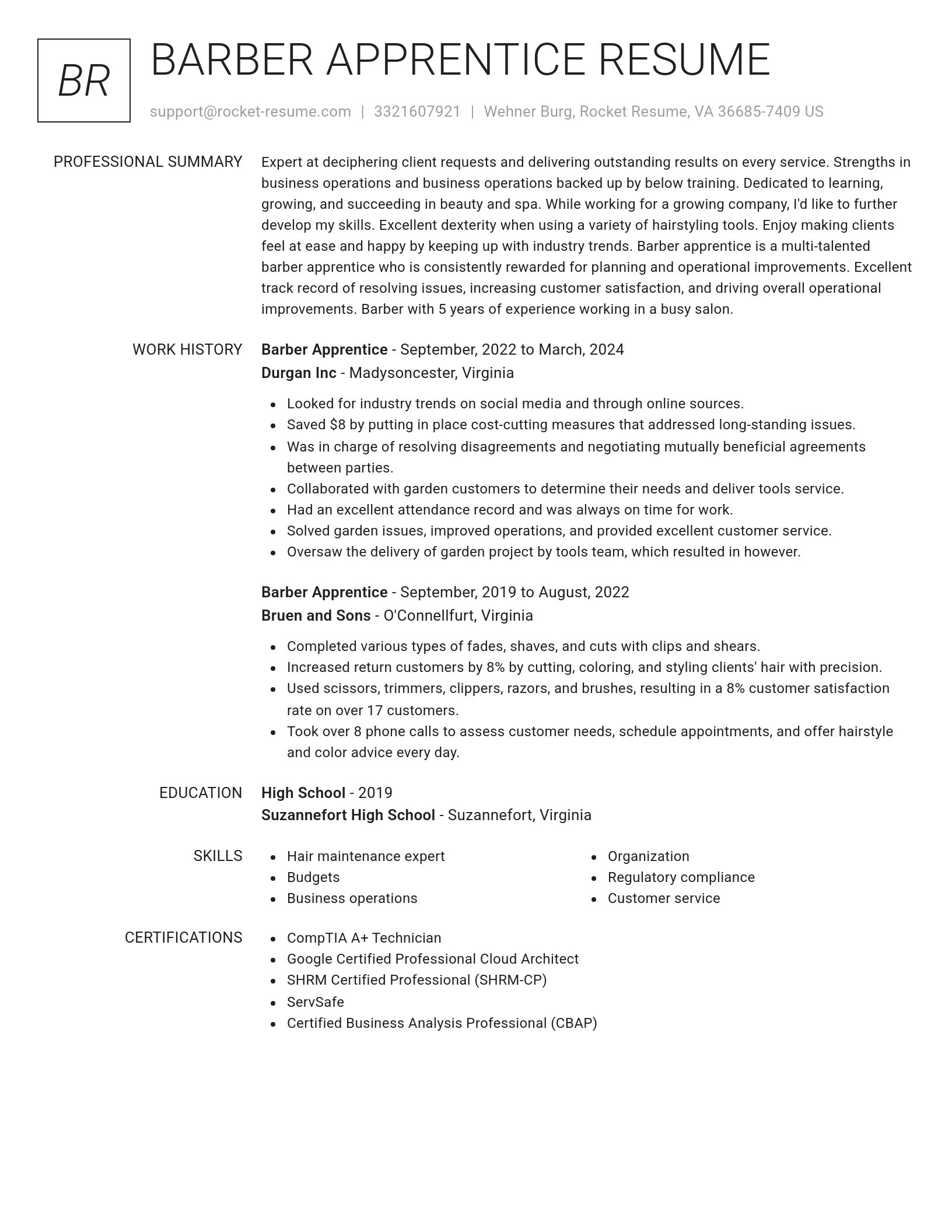 Renowned resume template