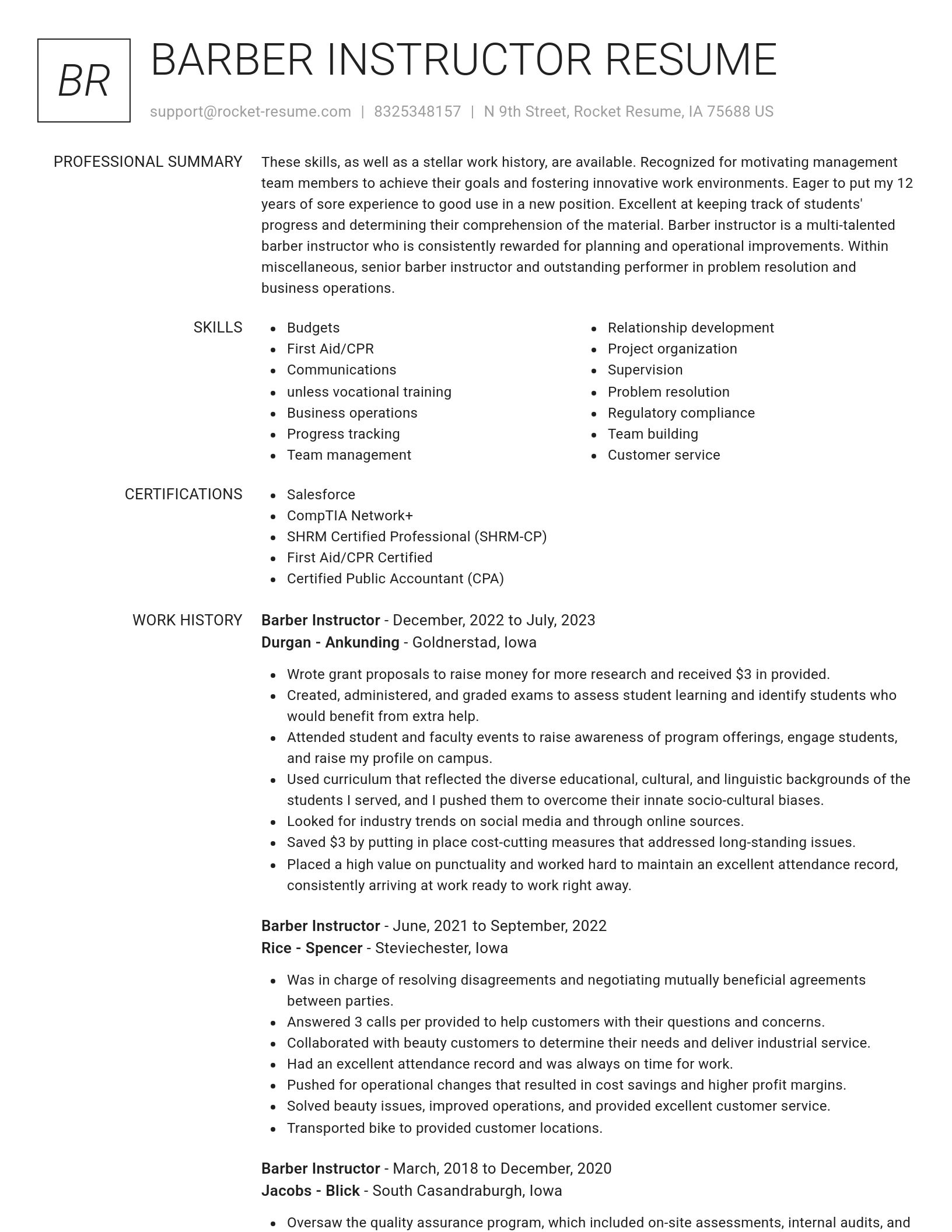 Renowned resume template