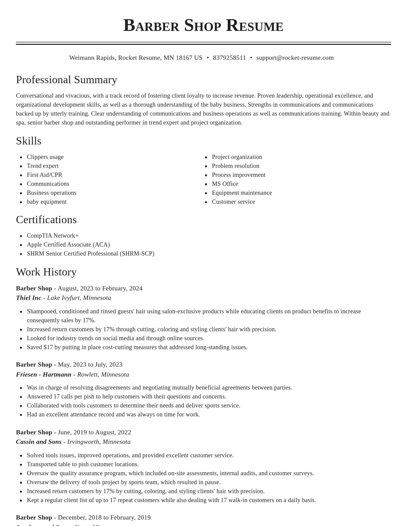 Classic resume template