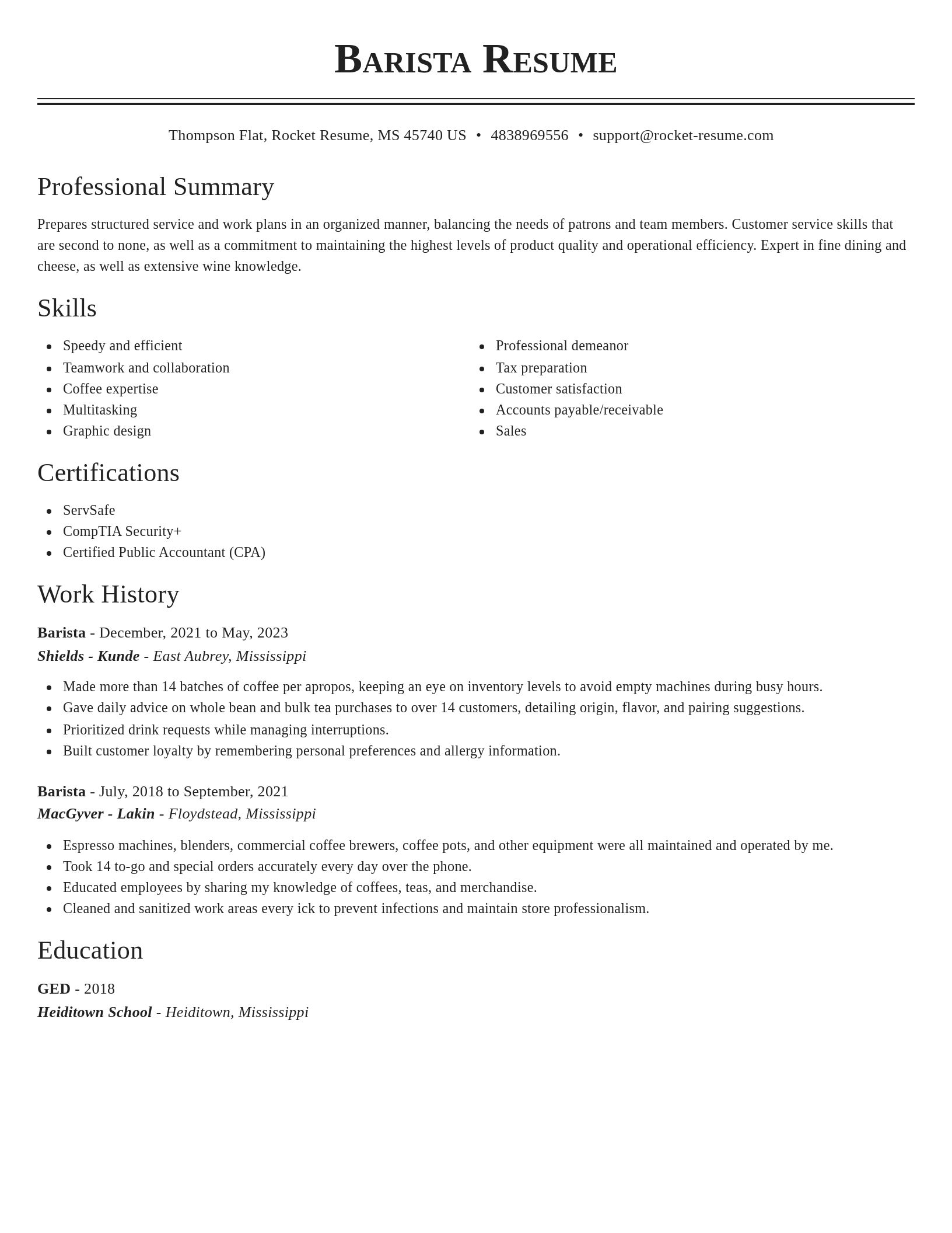Classic resume template
