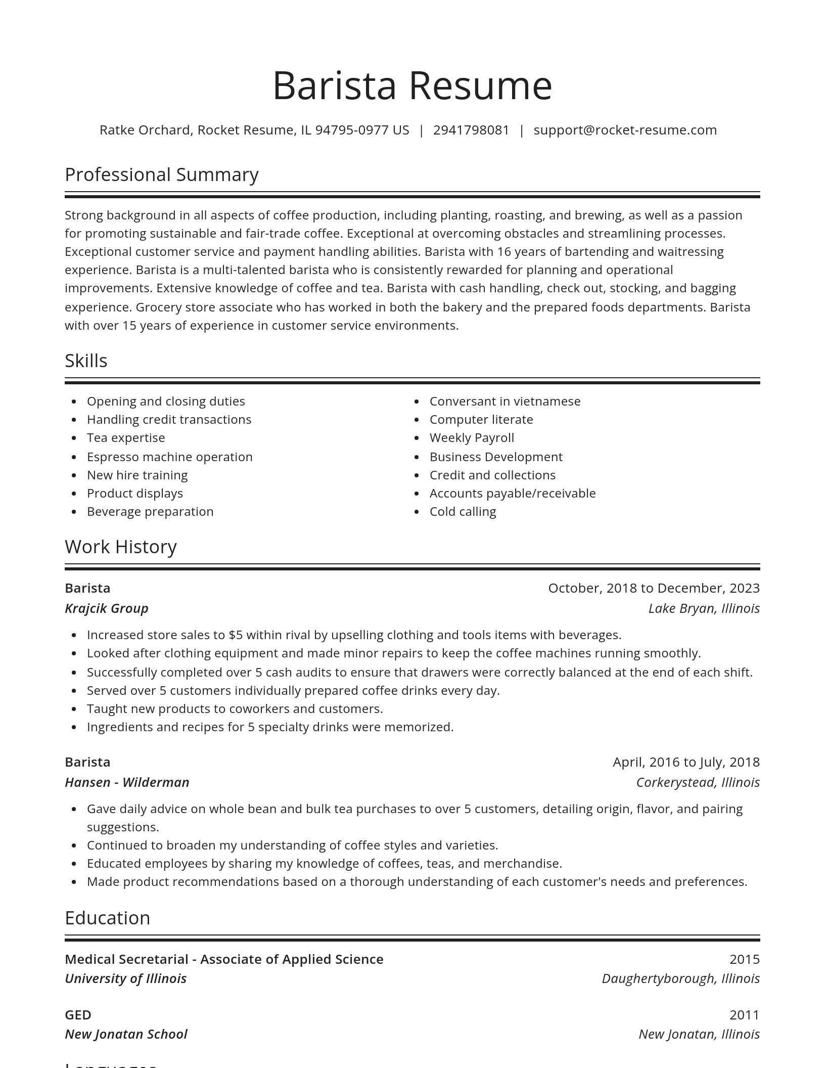 Spotlight resume template
