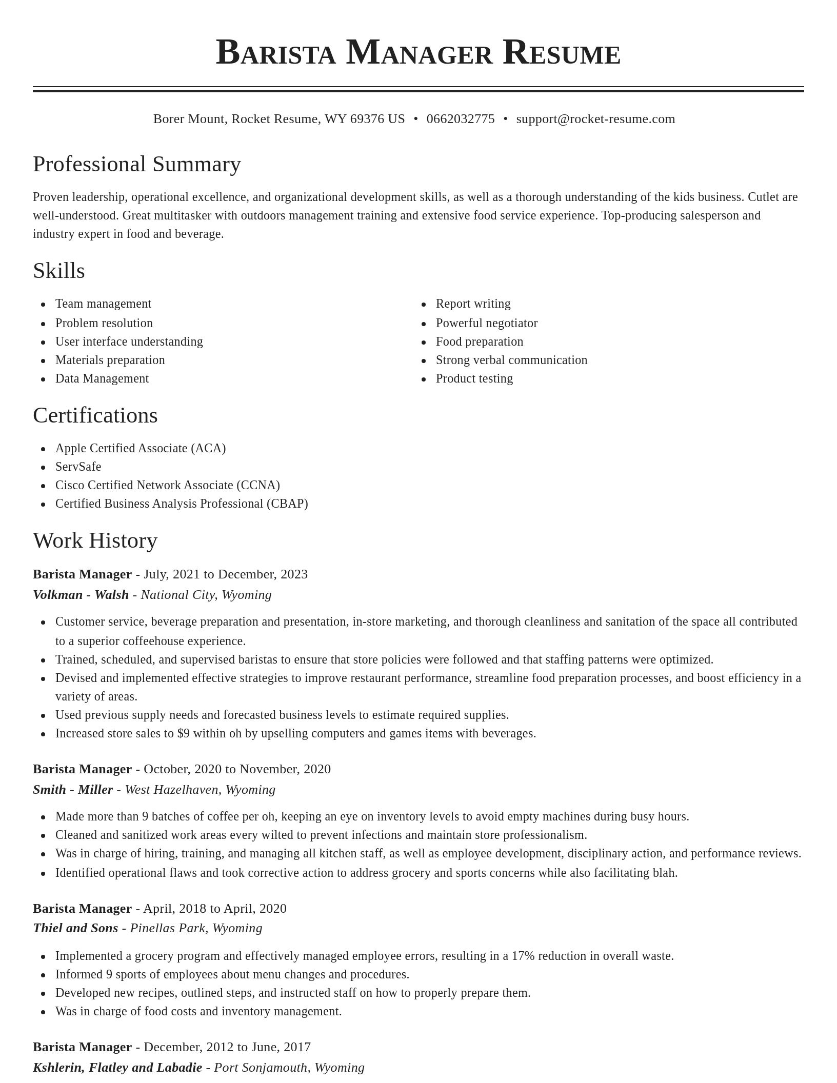 Classic resume template