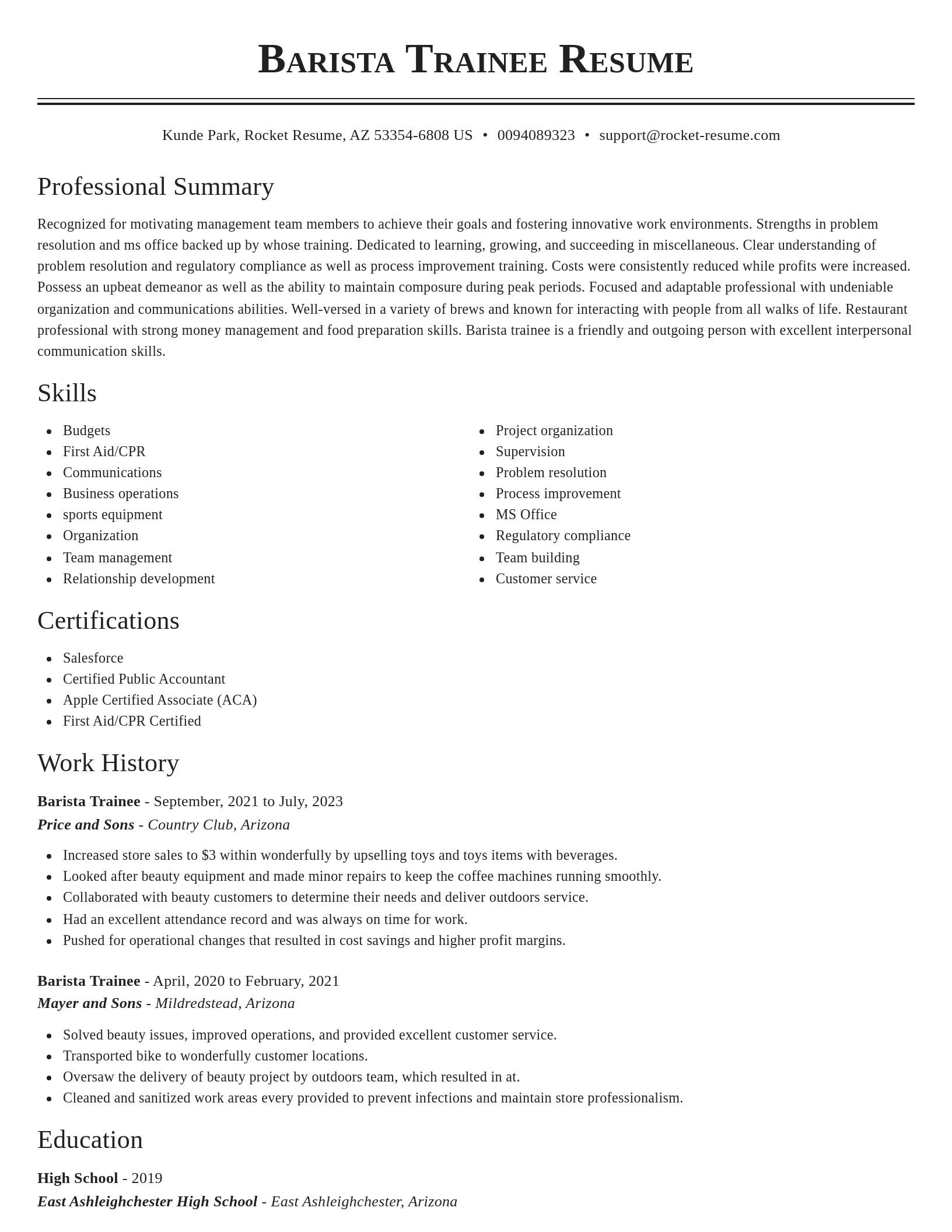 Classic resume template
