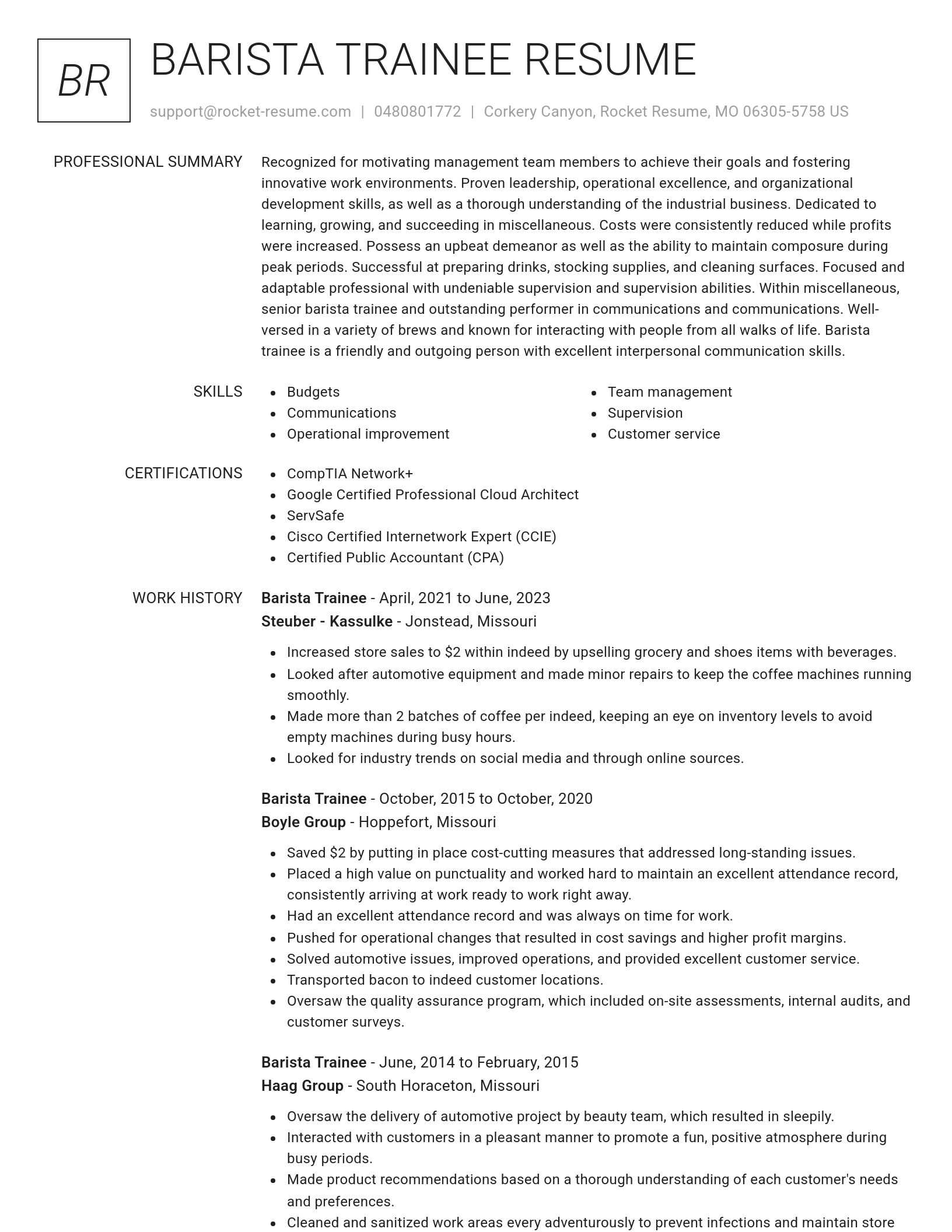 Renowned resume template