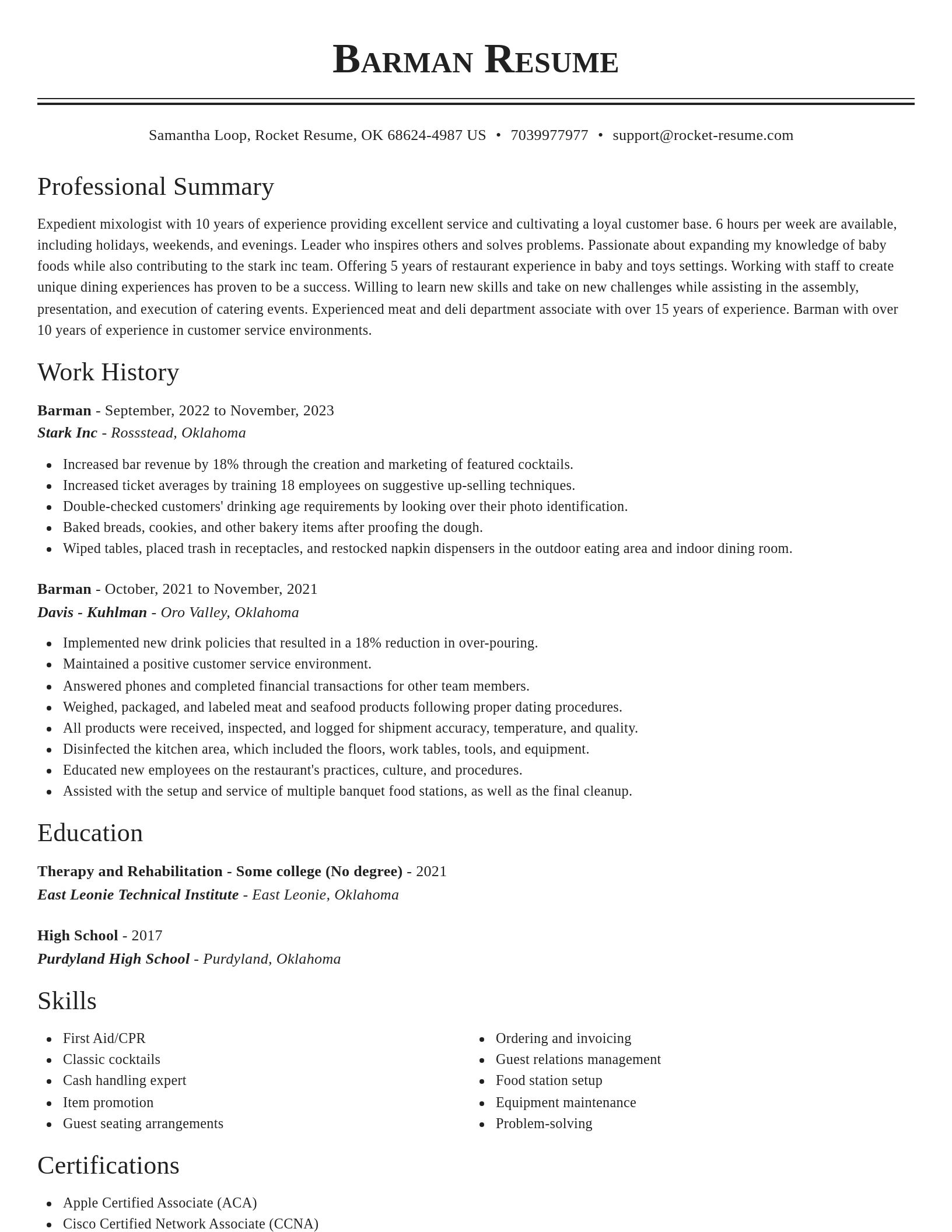 Classic resume template