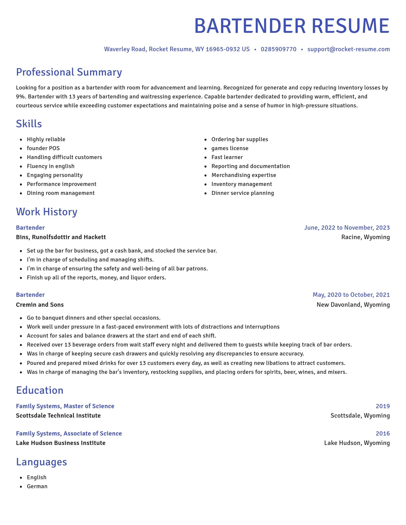 Novel resume template
