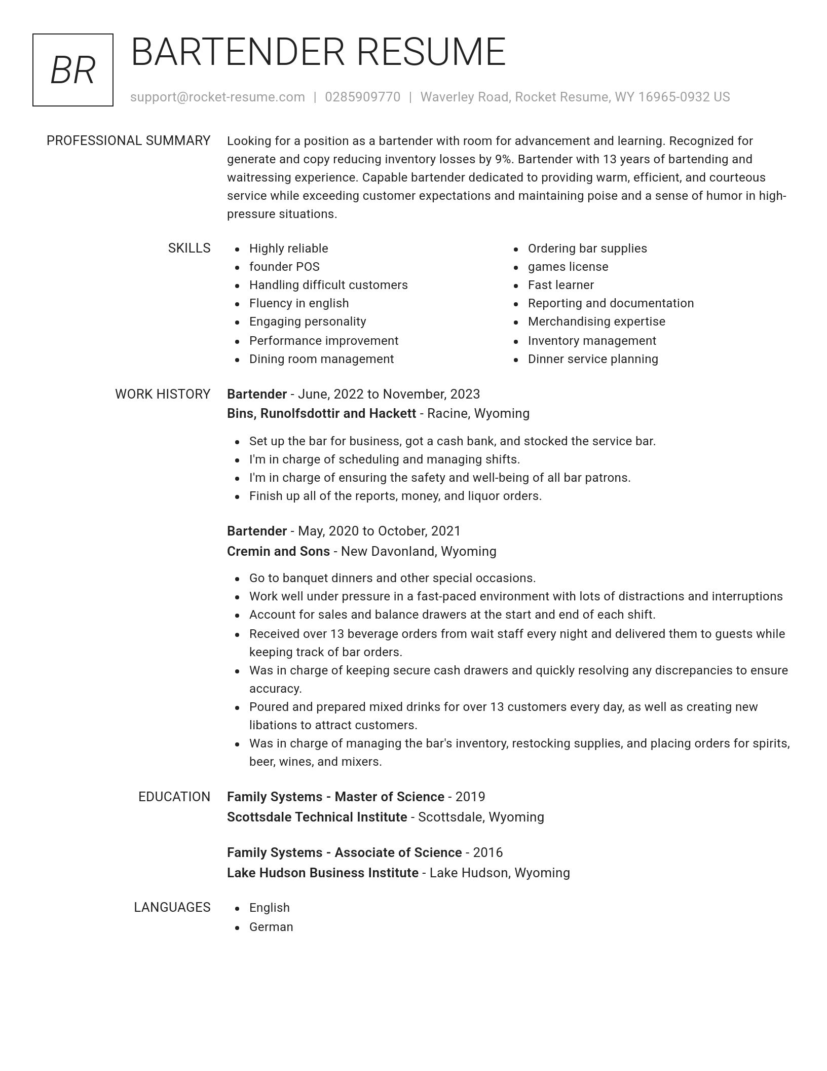 Renowned resume template