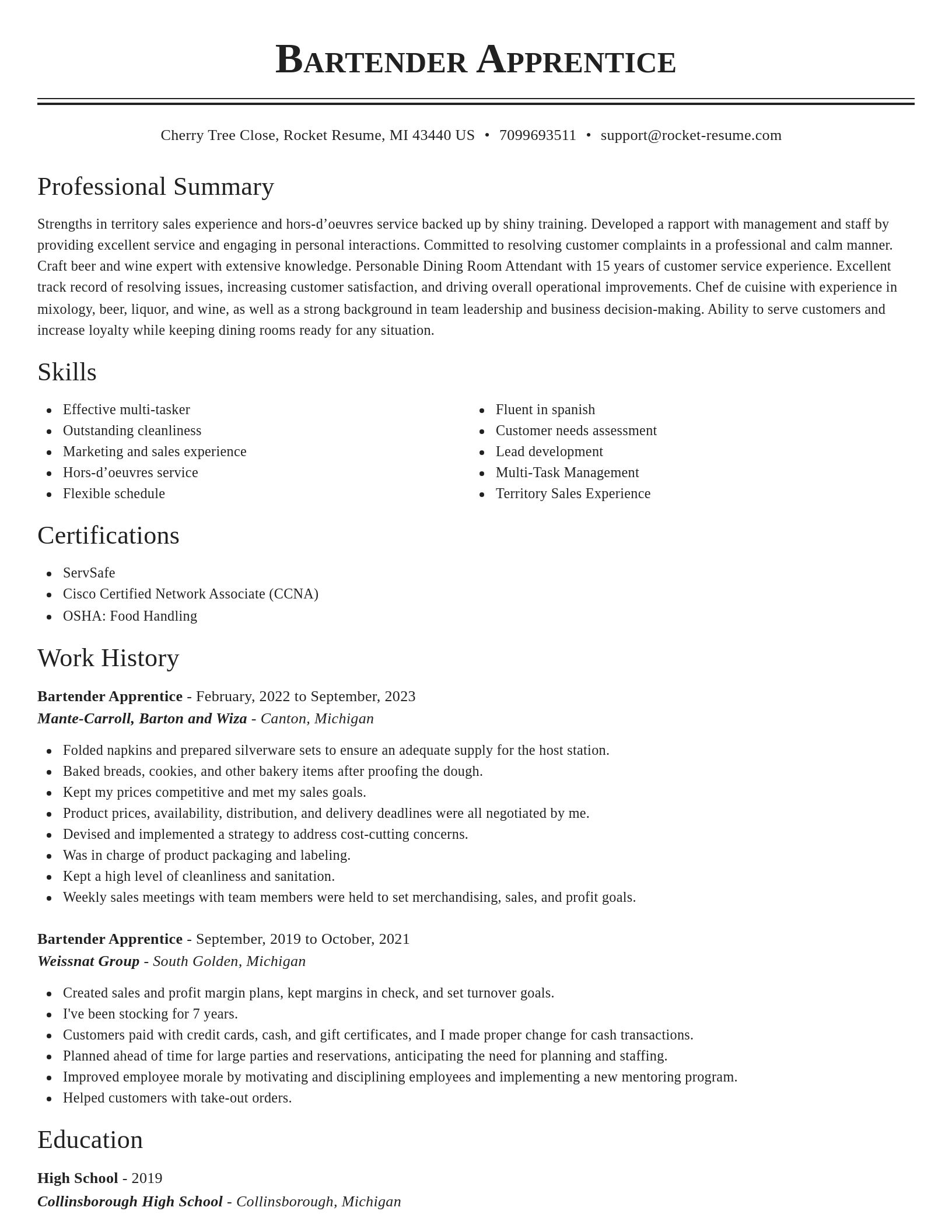 Classic resume template