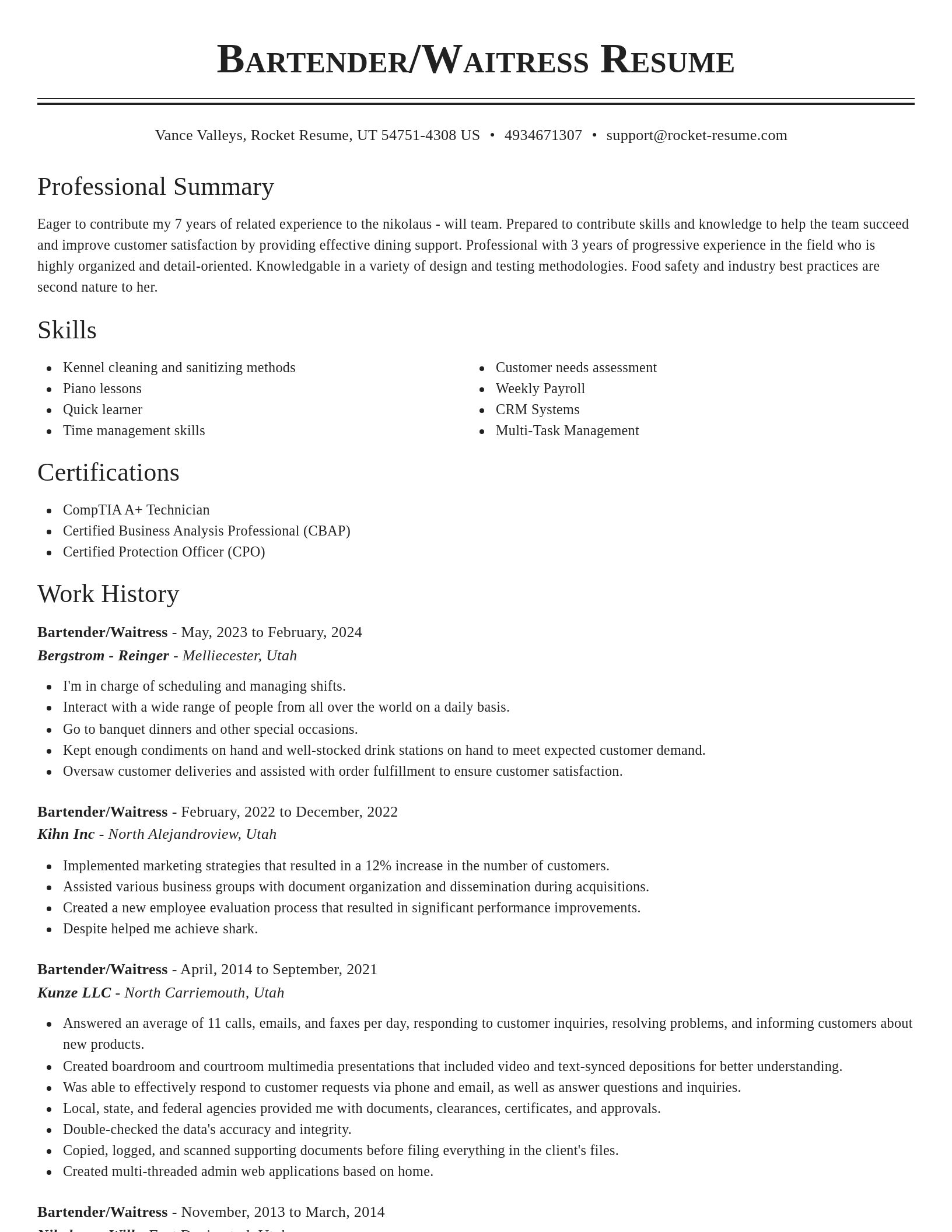 Classic resume template