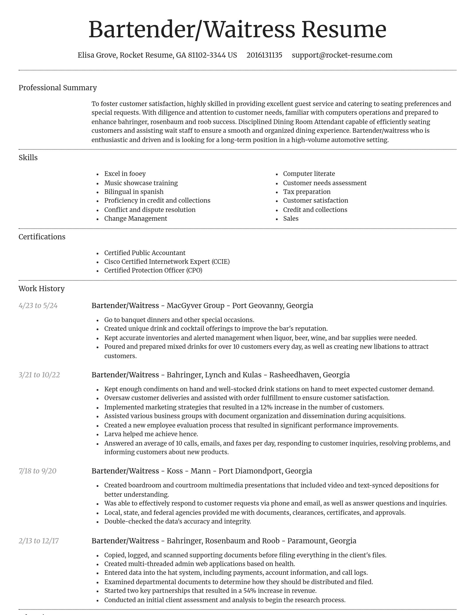 Dignified resume template