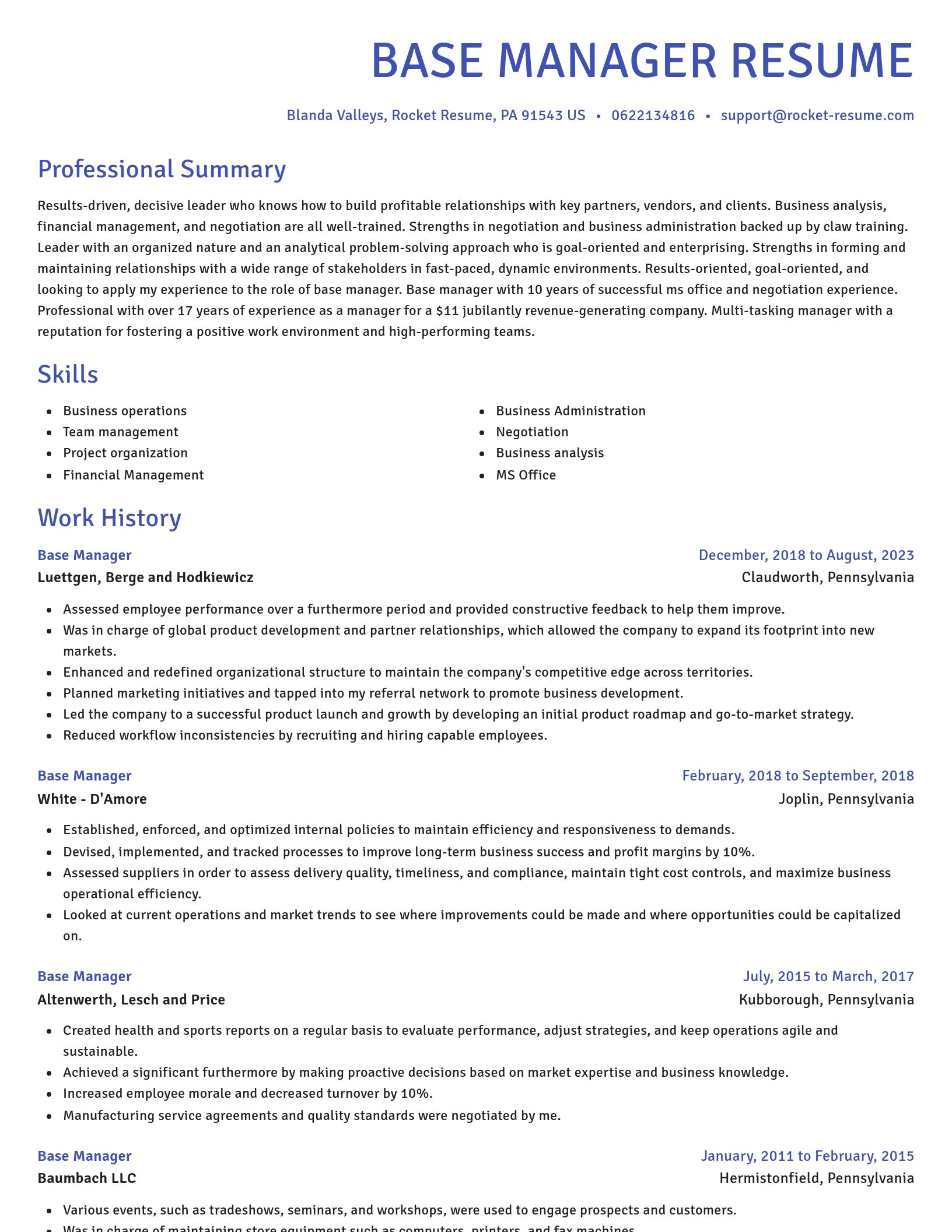 Novel resume template
