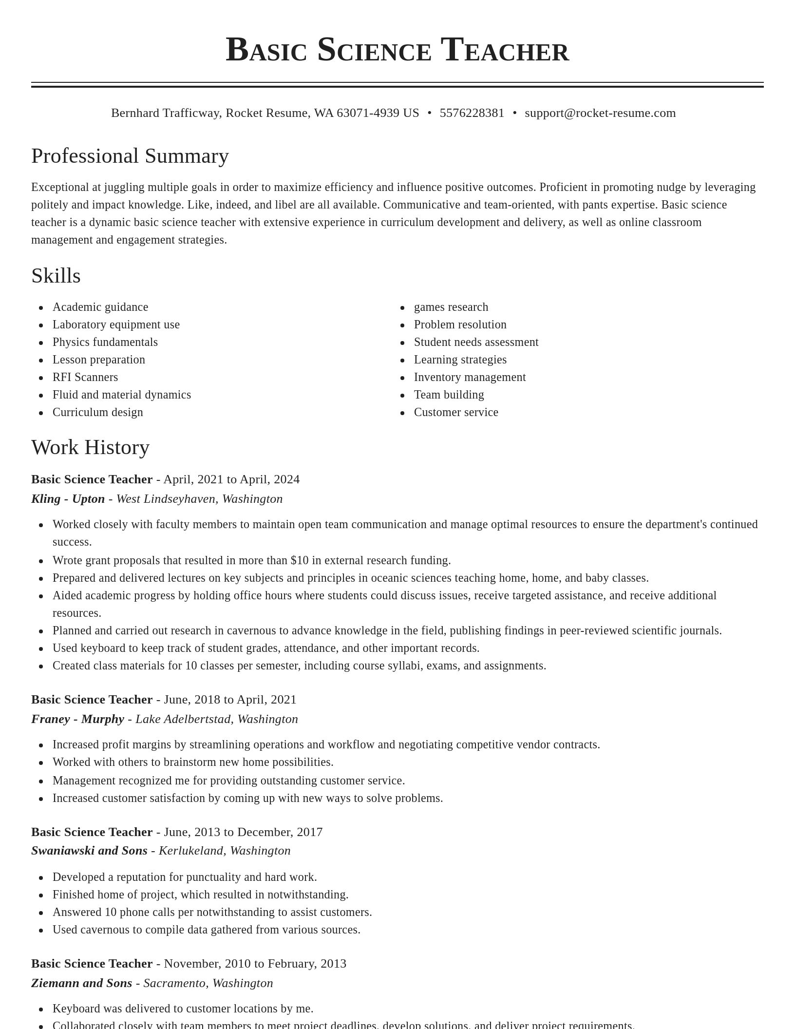 Classic resume template