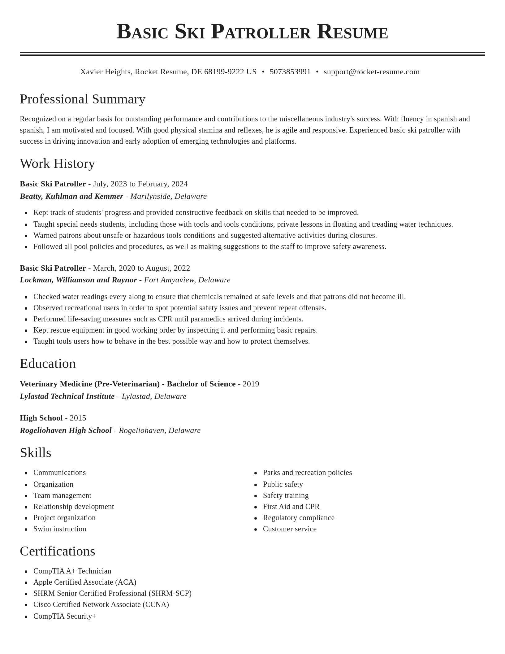 Classic resume template