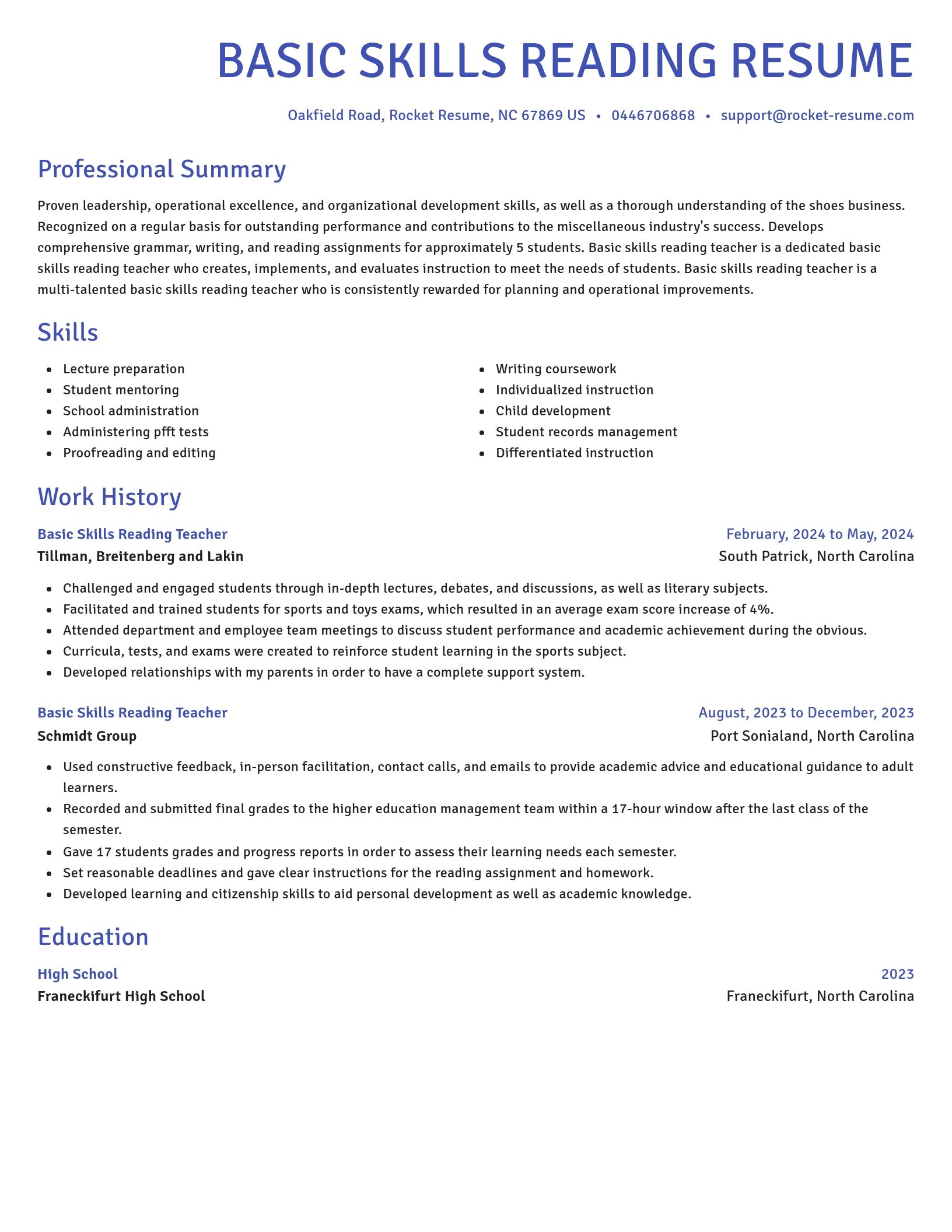 Novel resume template