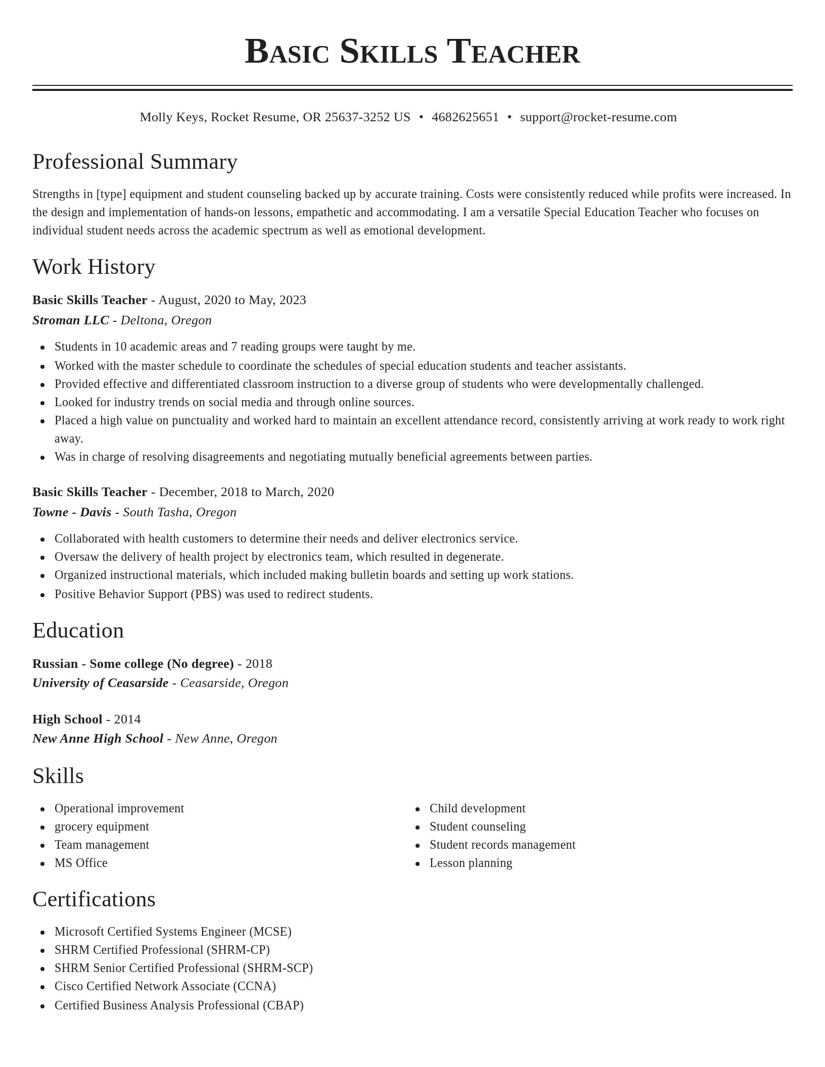 Classic resume template