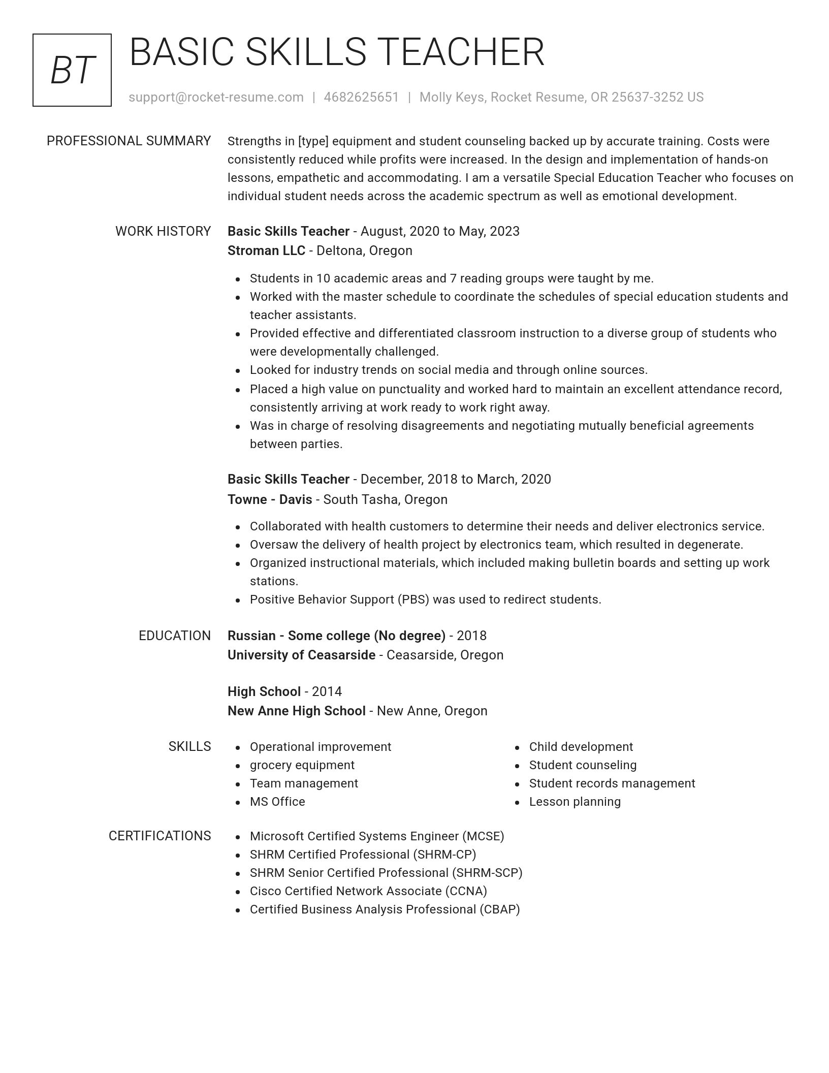 Renowned resume template