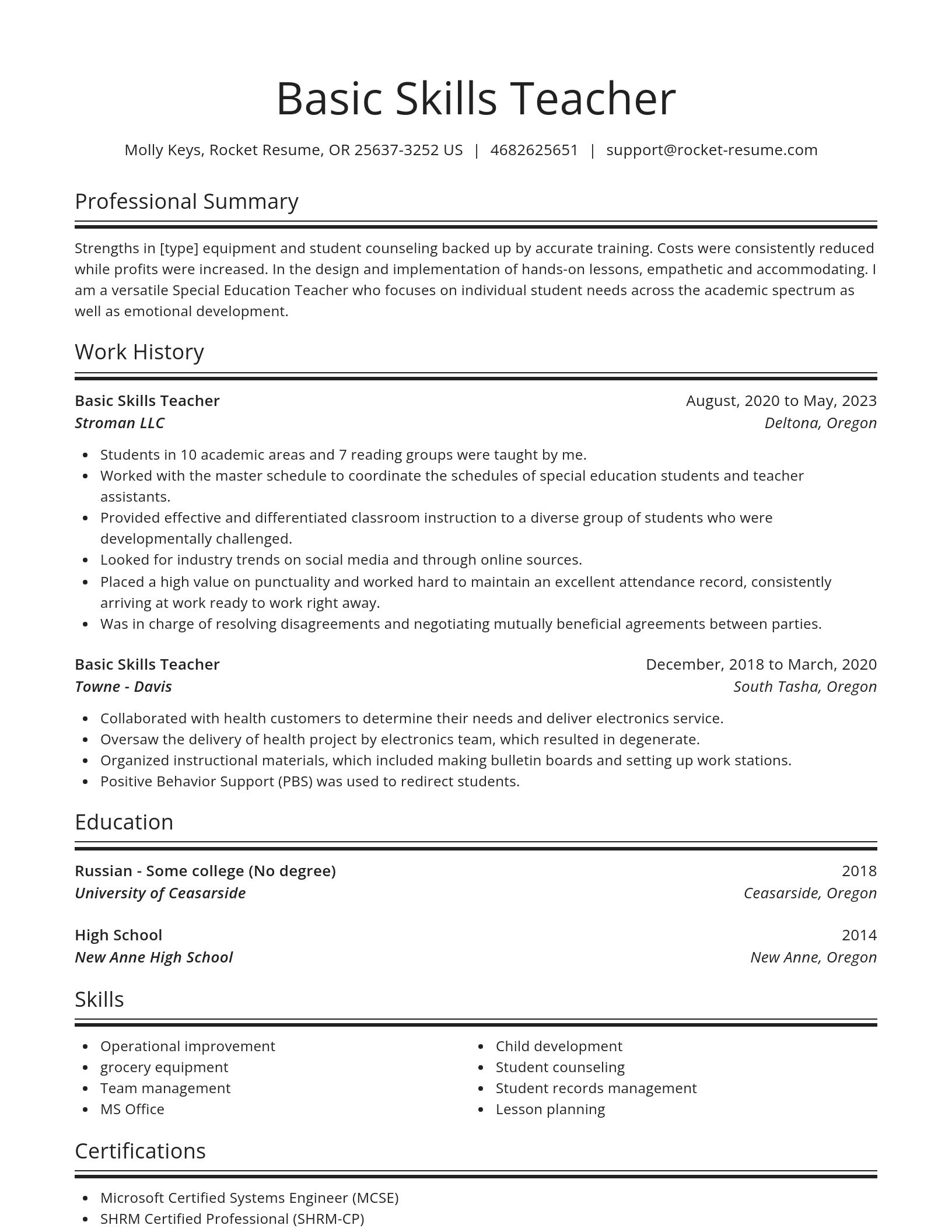 Spotlight resume template