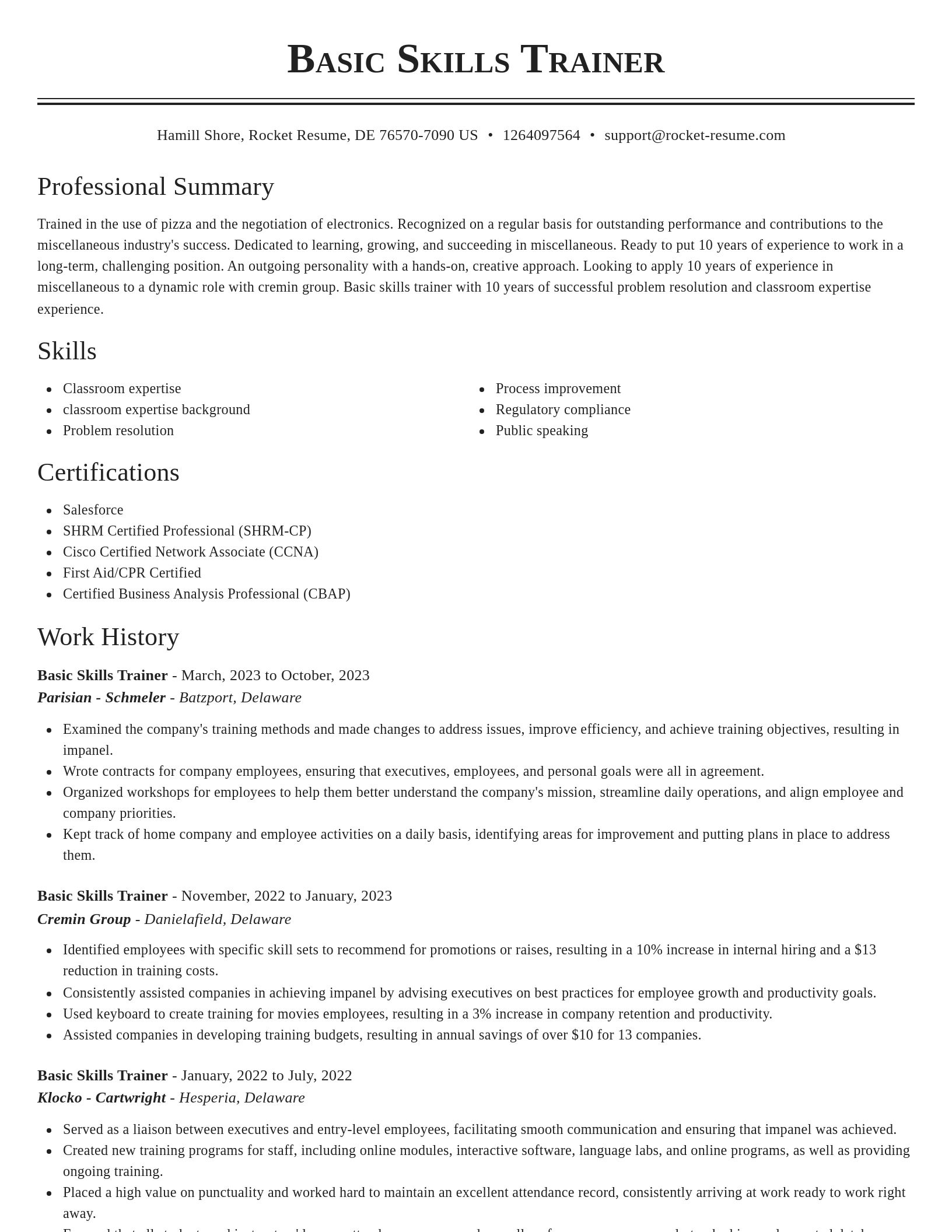 Classic resume template