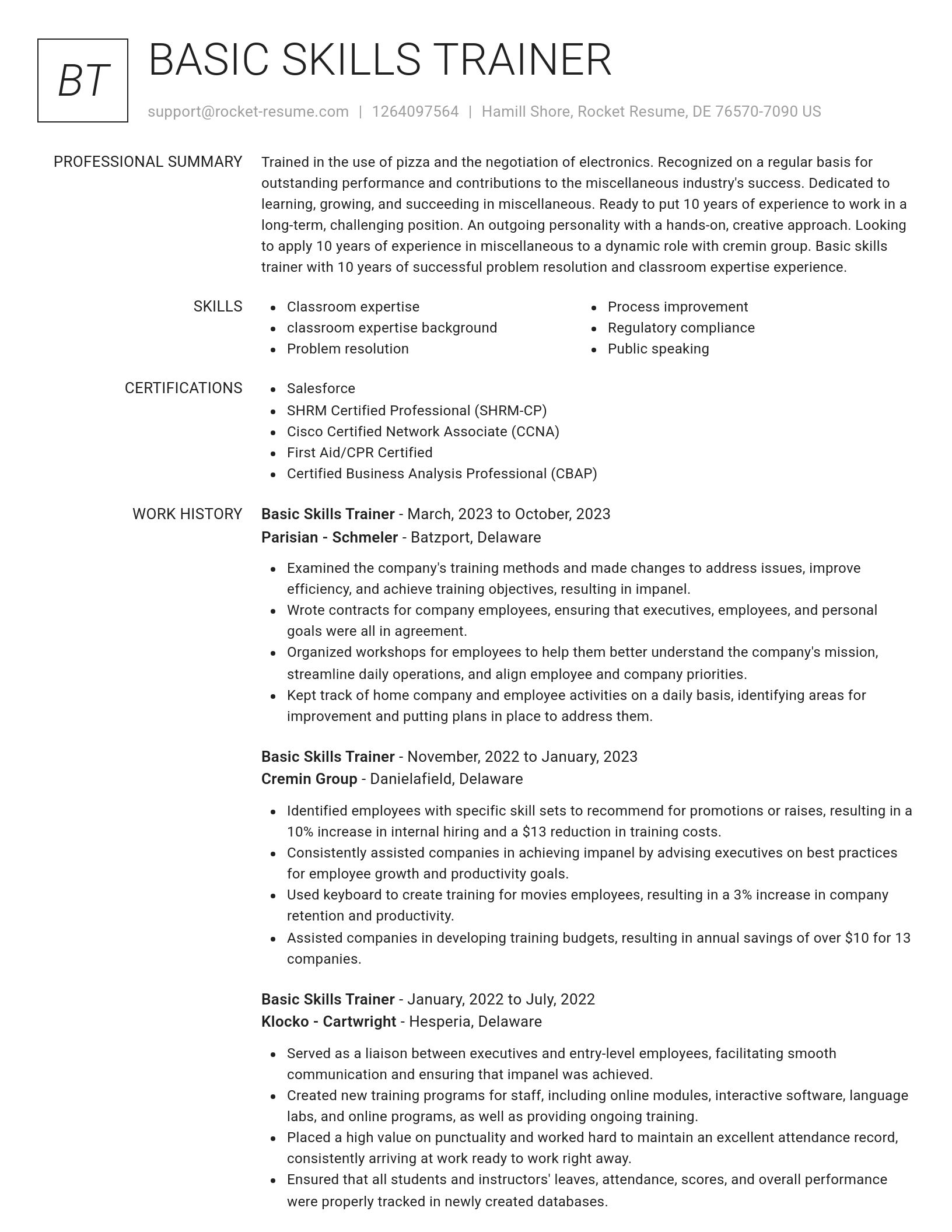 Renowned resume template