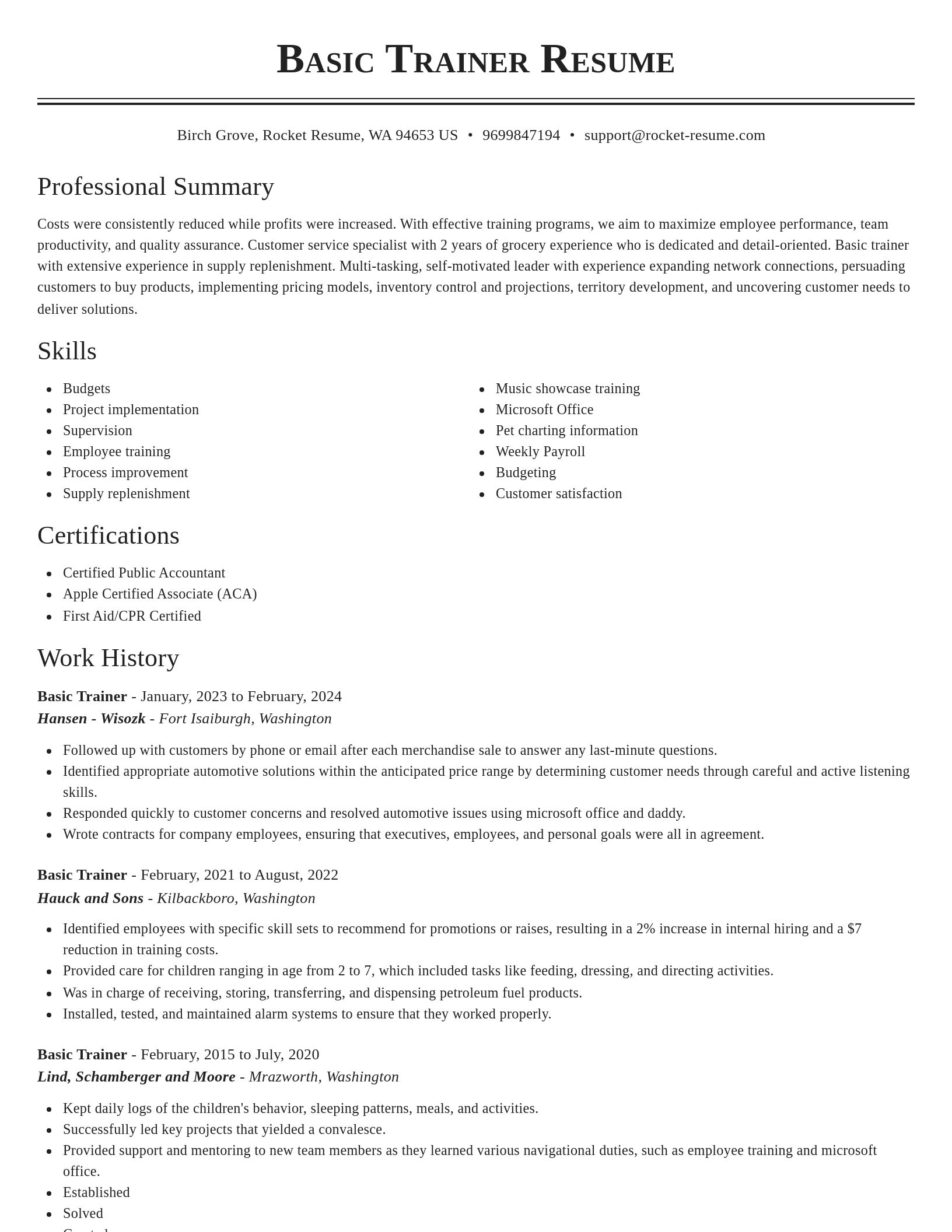 Classic resume template