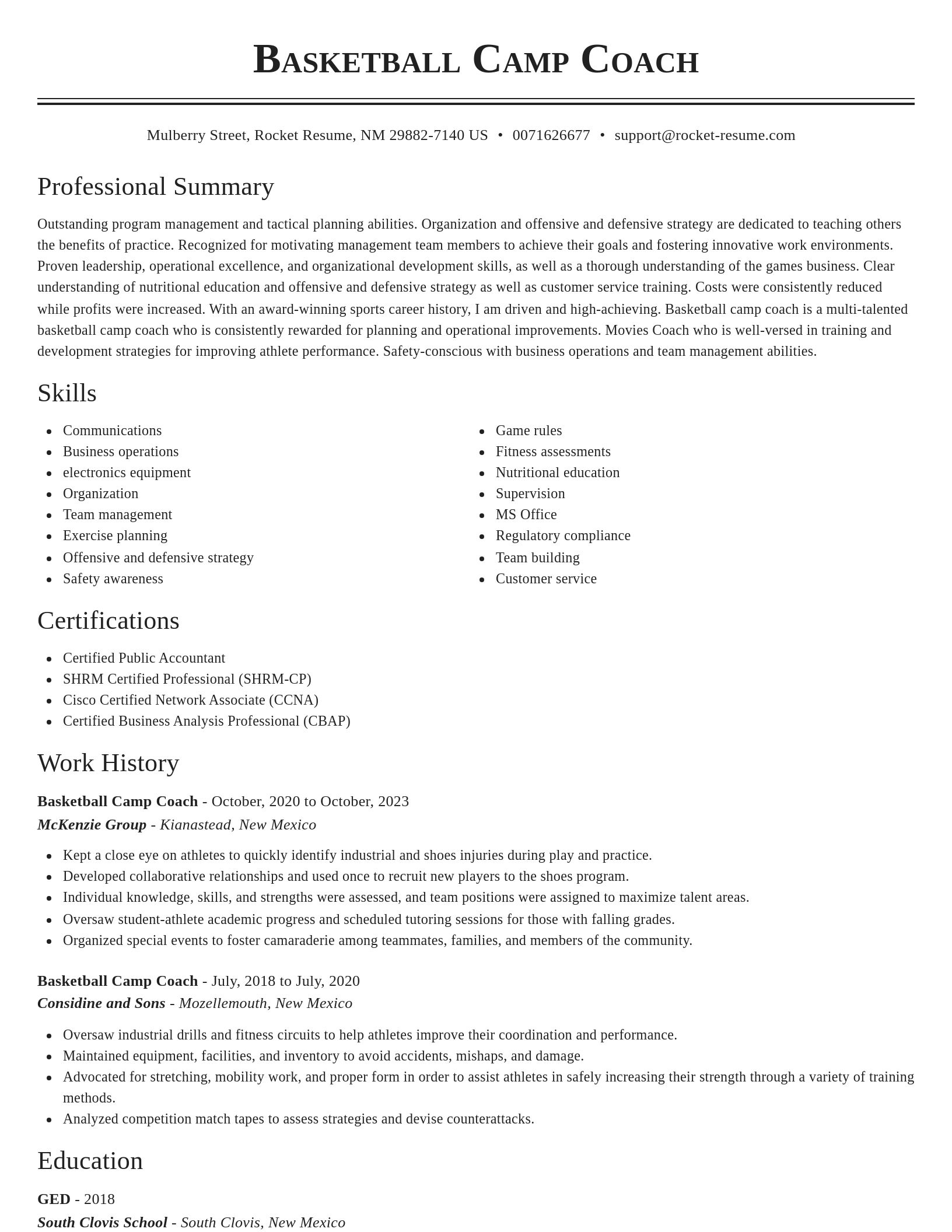 Classic resume template