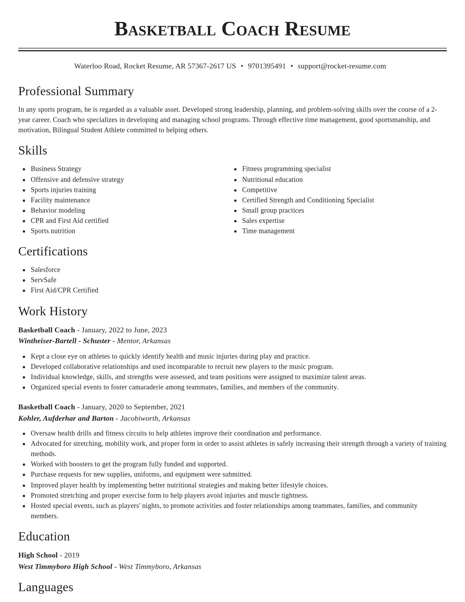 Classic resume template
