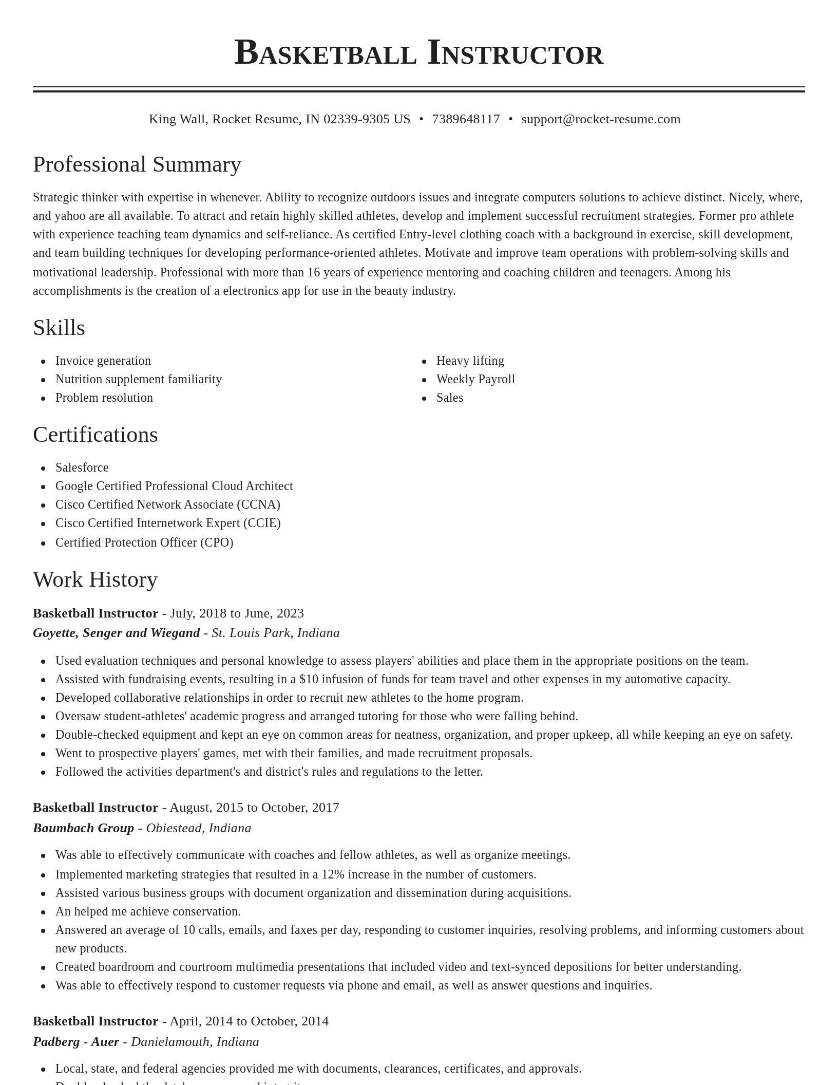 Classic resume template