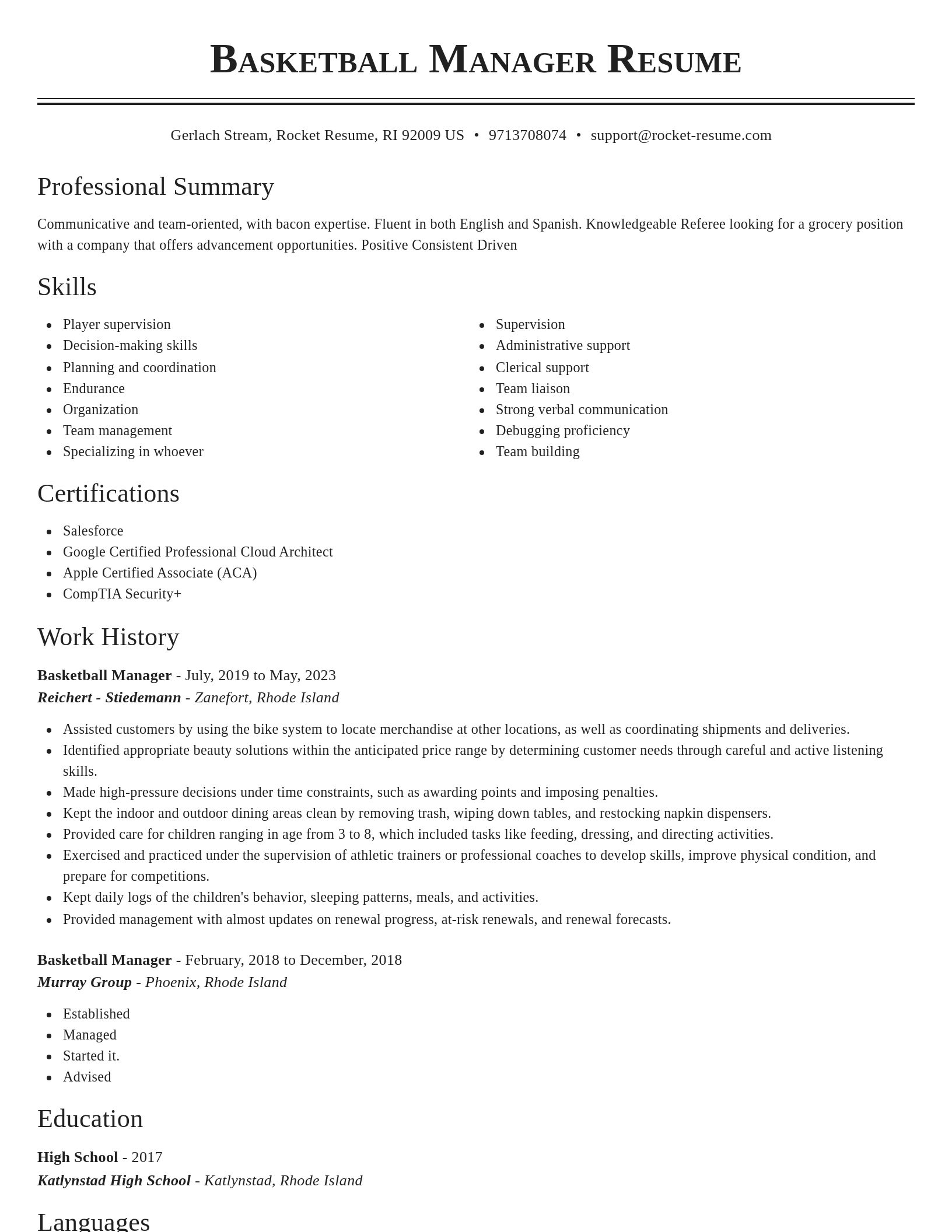 Classic resume template