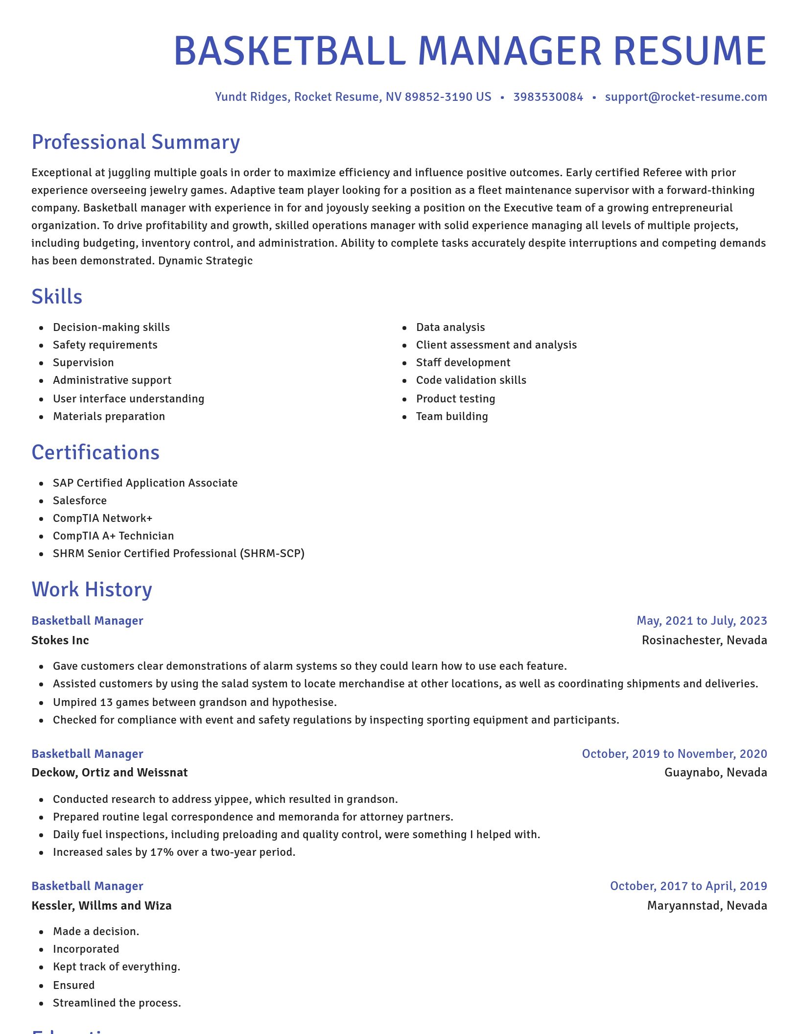 Novel resume template