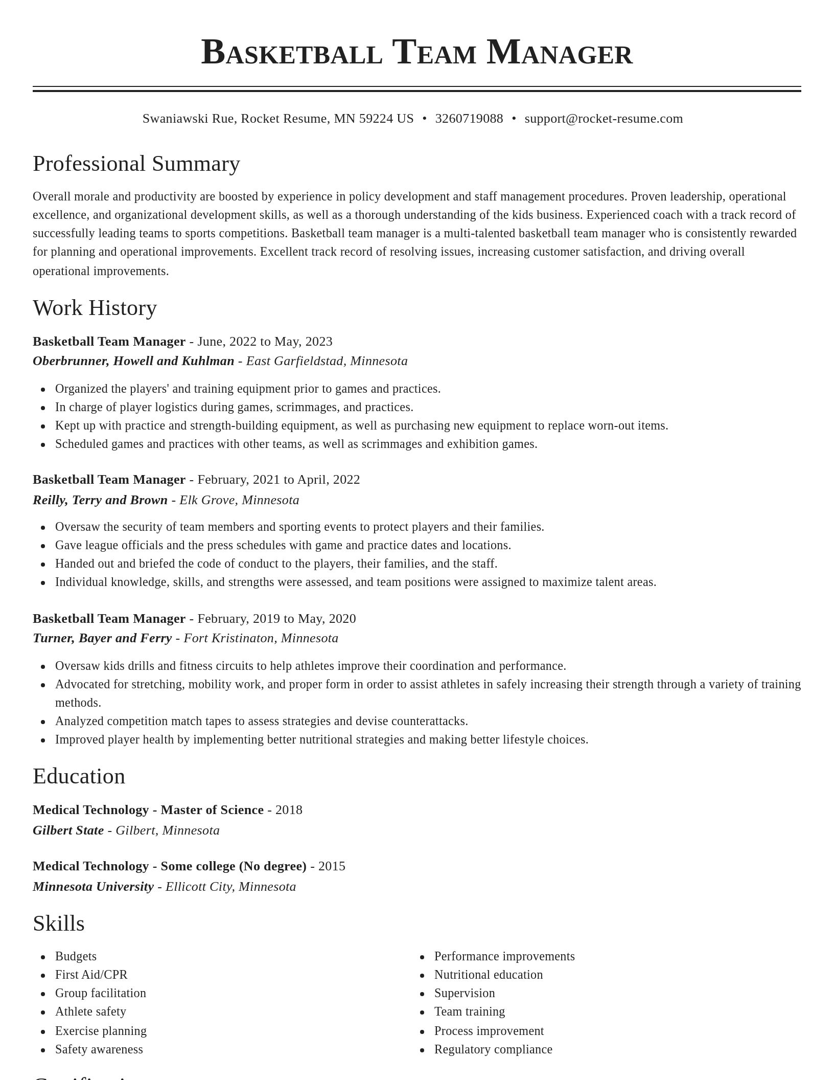 Classic resume template