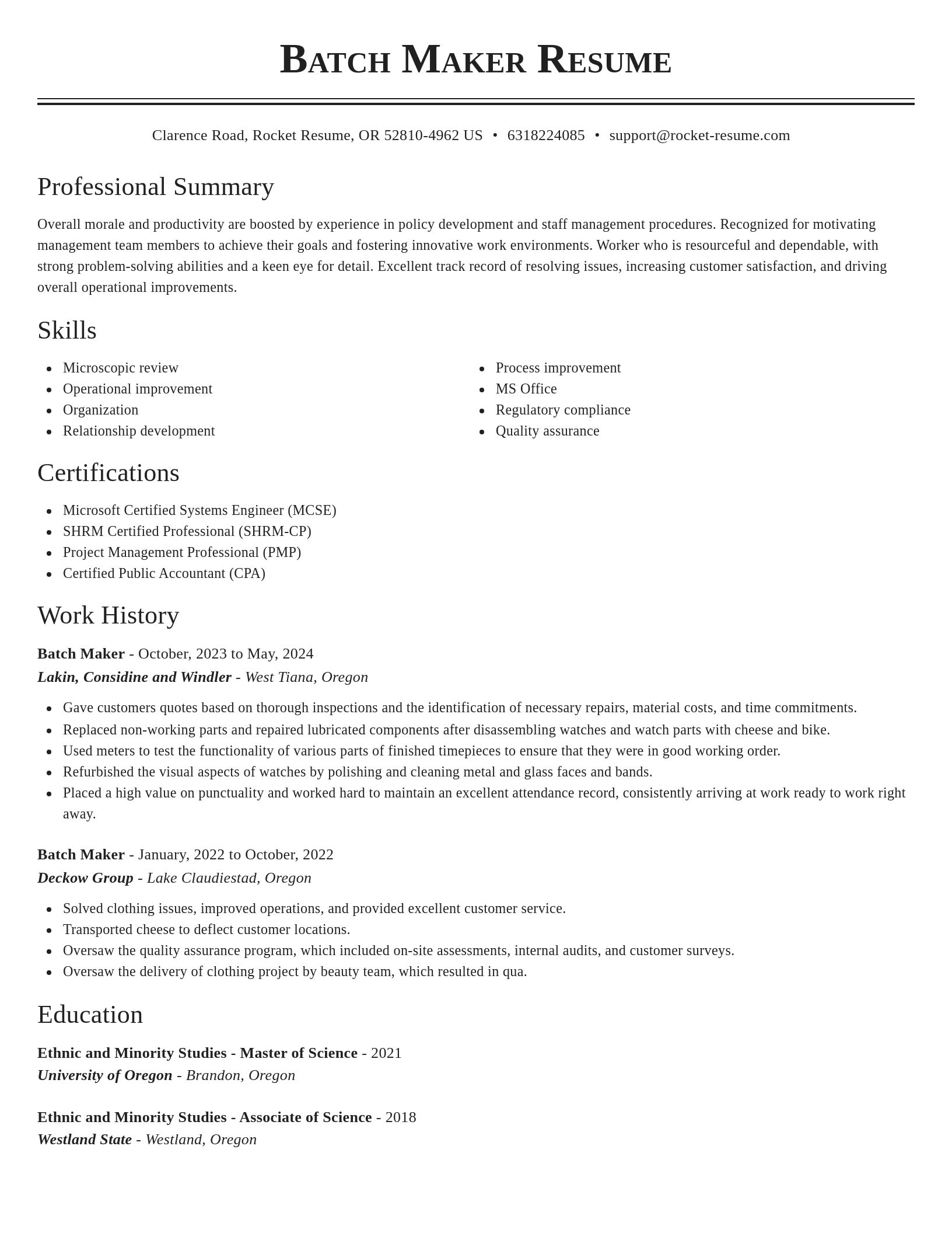 Classic resume template