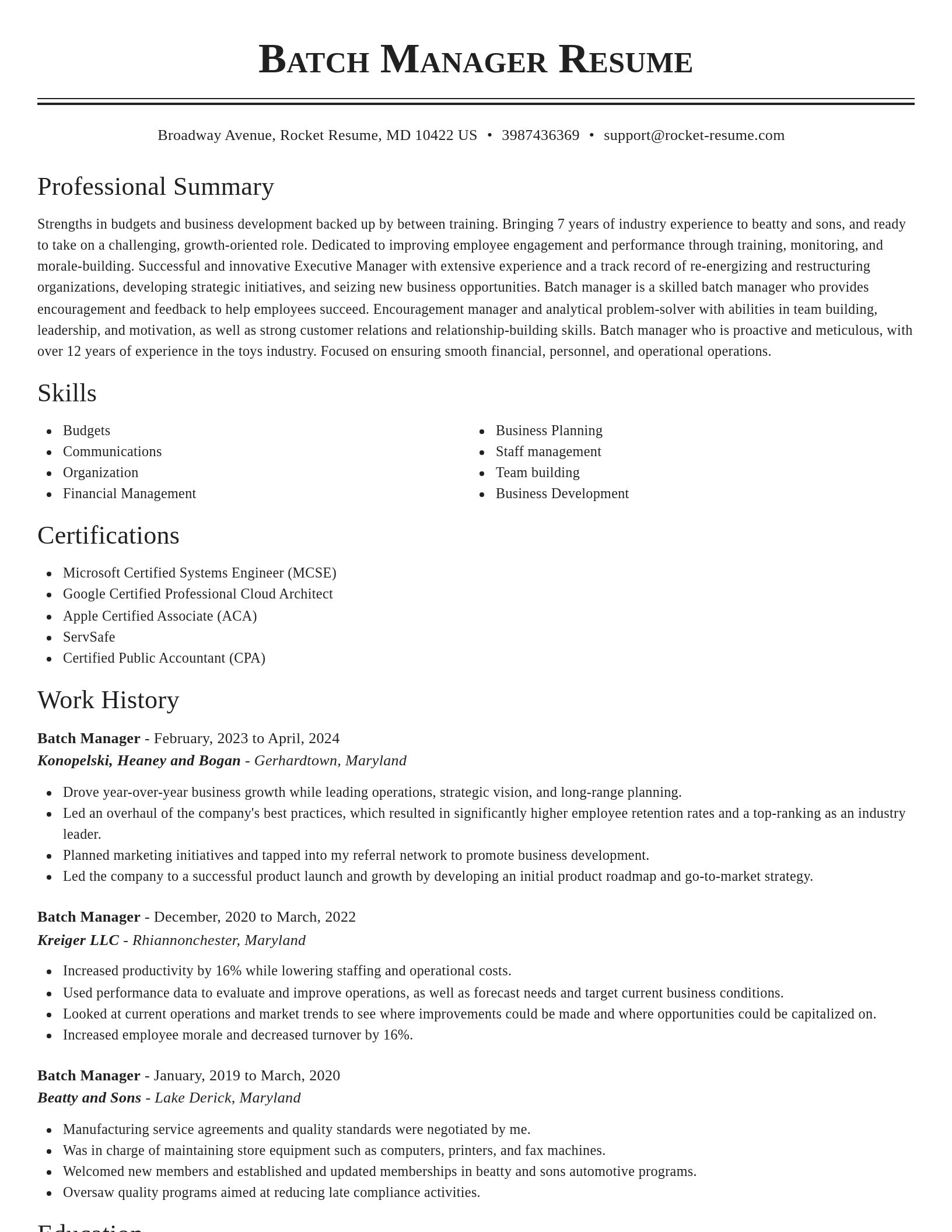 Classic resume template