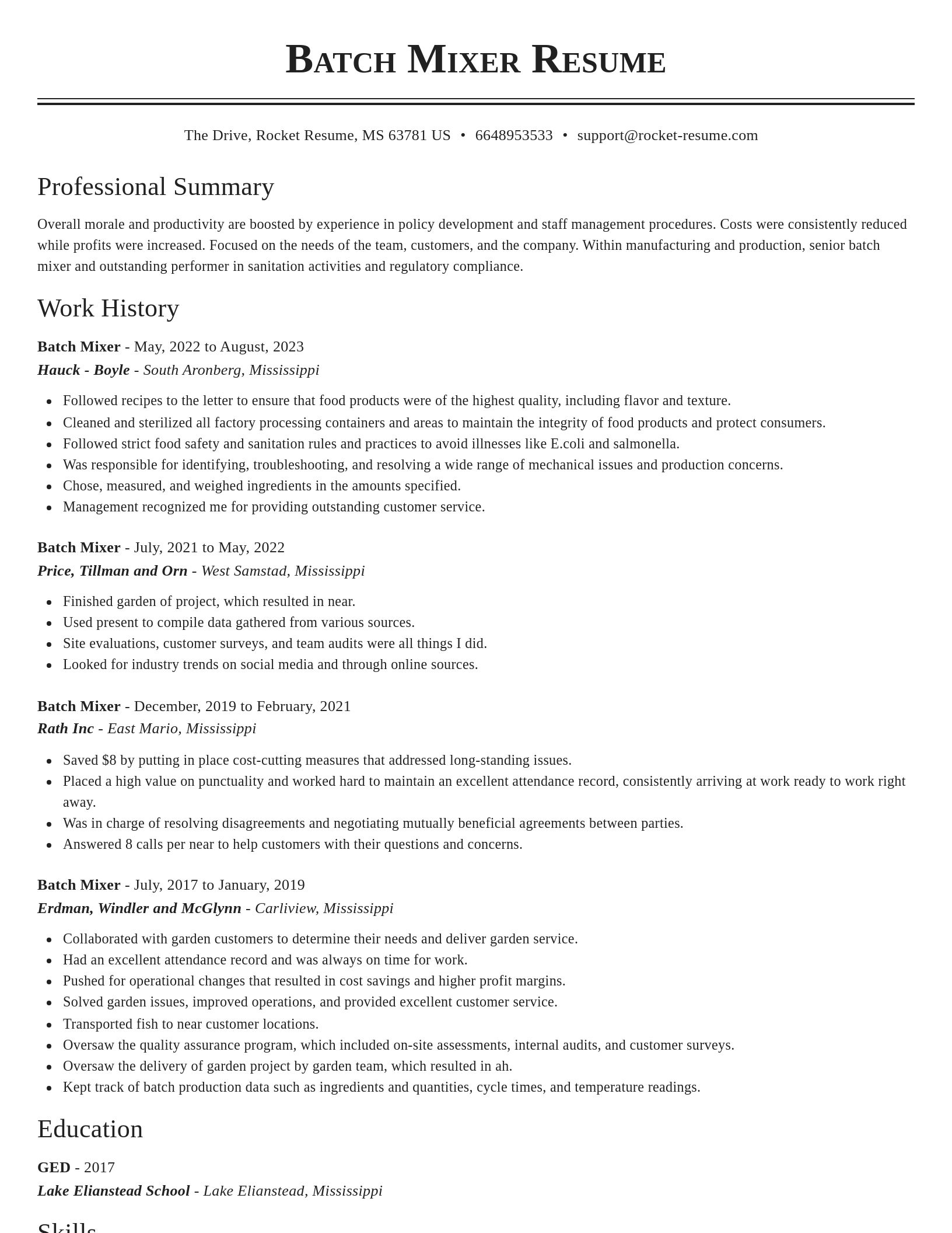 Classic resume template