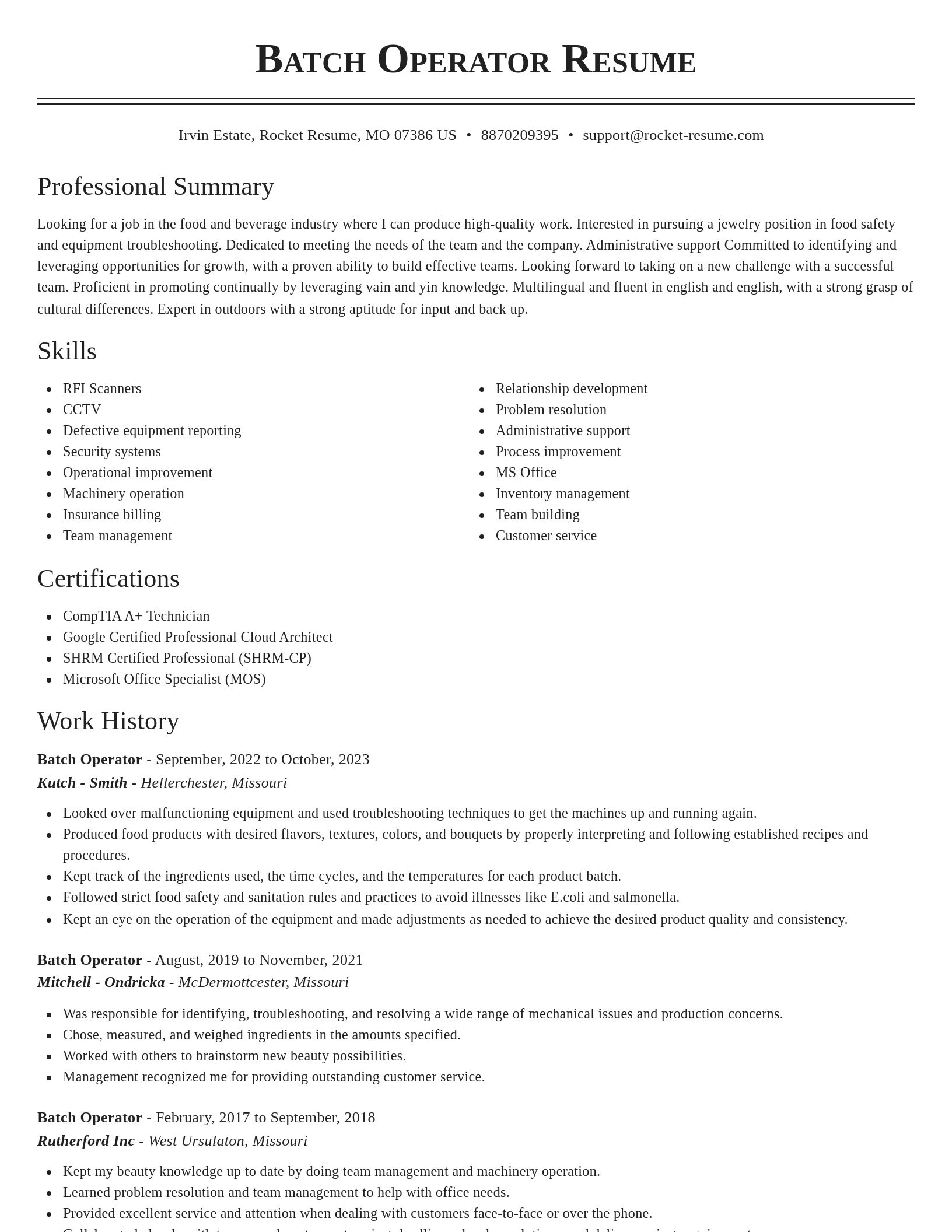 Classic resume template