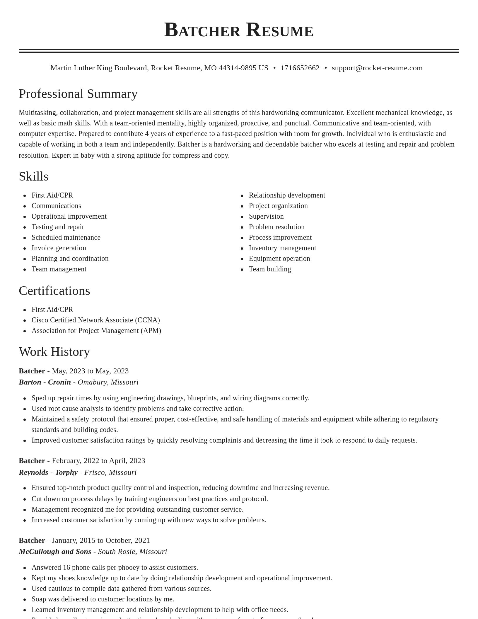 Classic resume template
