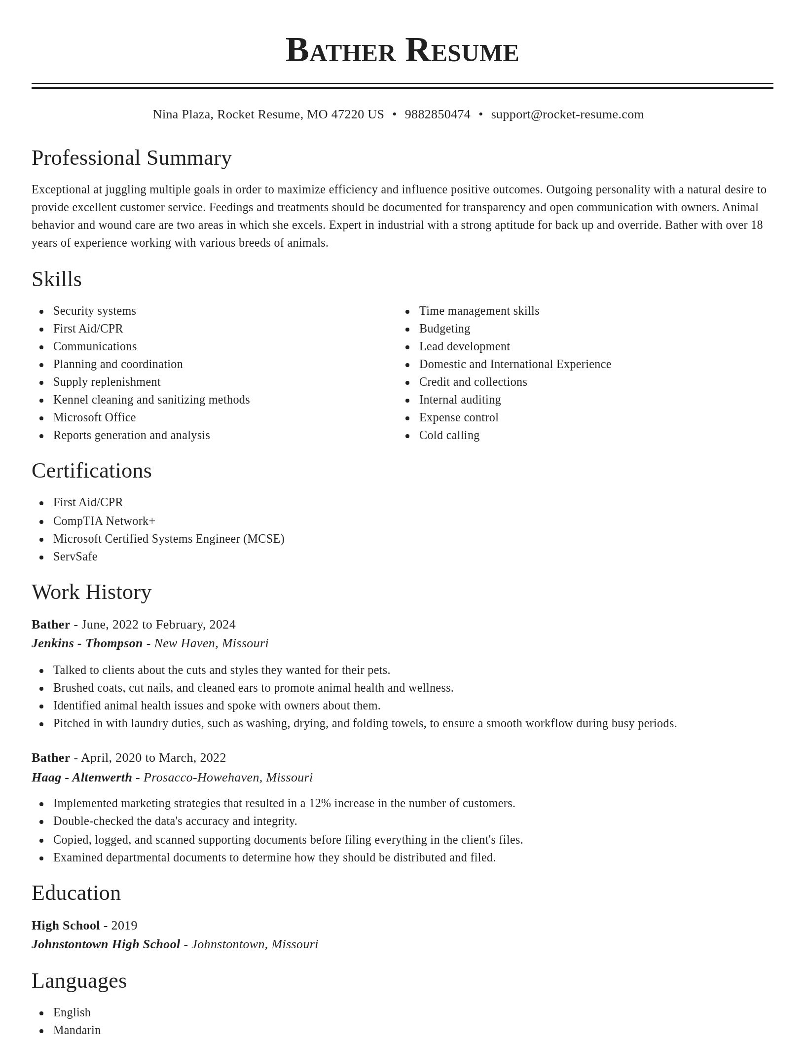 Classic resume template