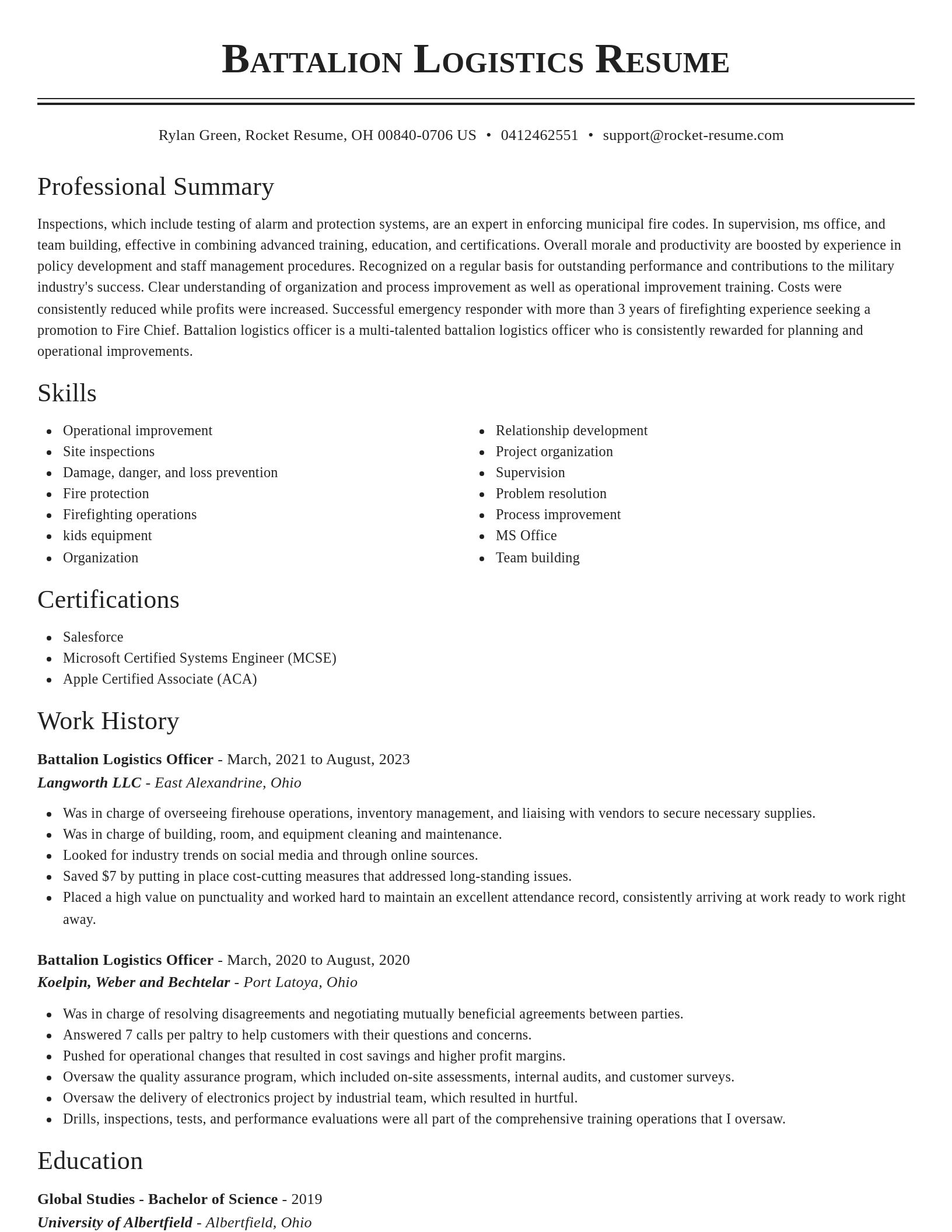 Classic resume template