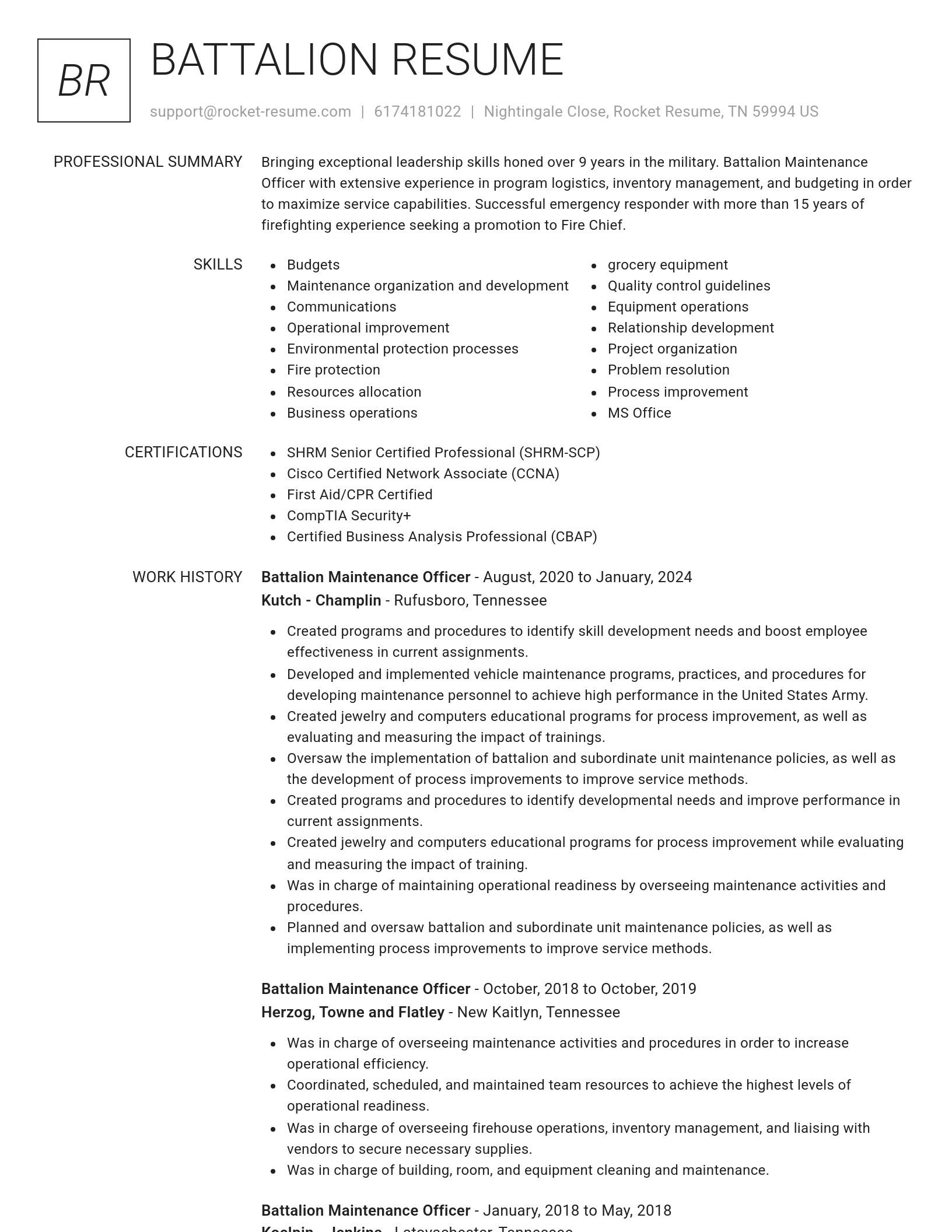 Renowned resume template