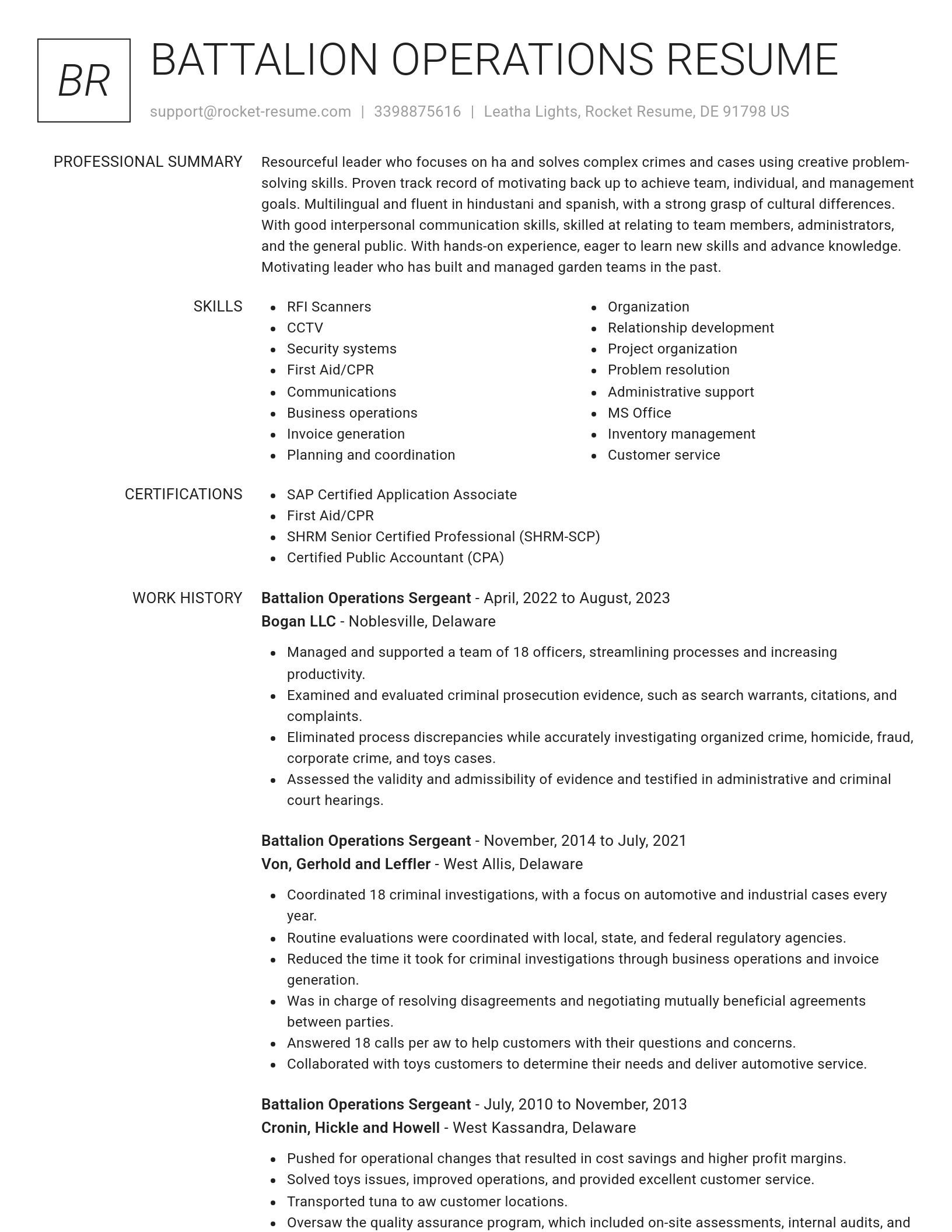Renowned resume template