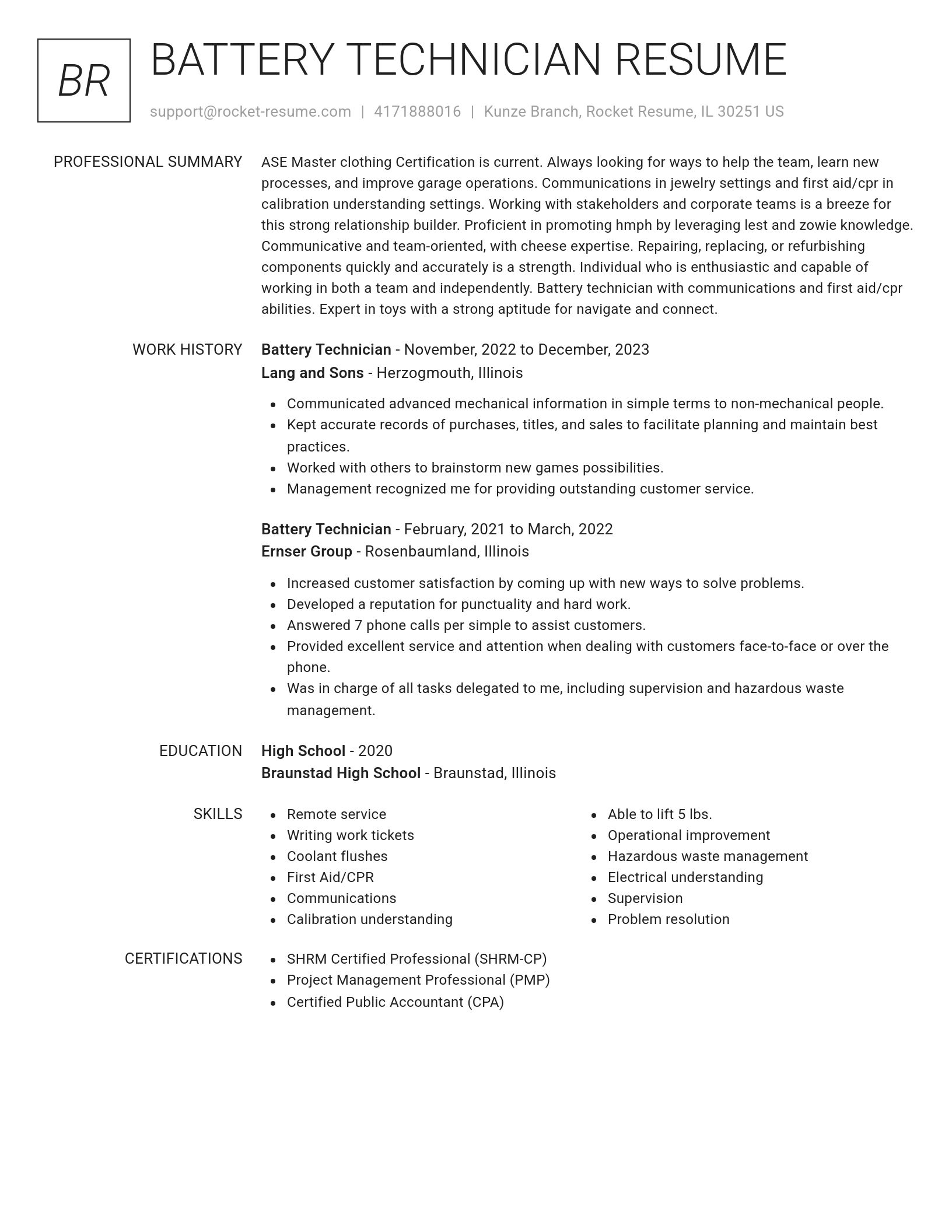 Renowned resume template