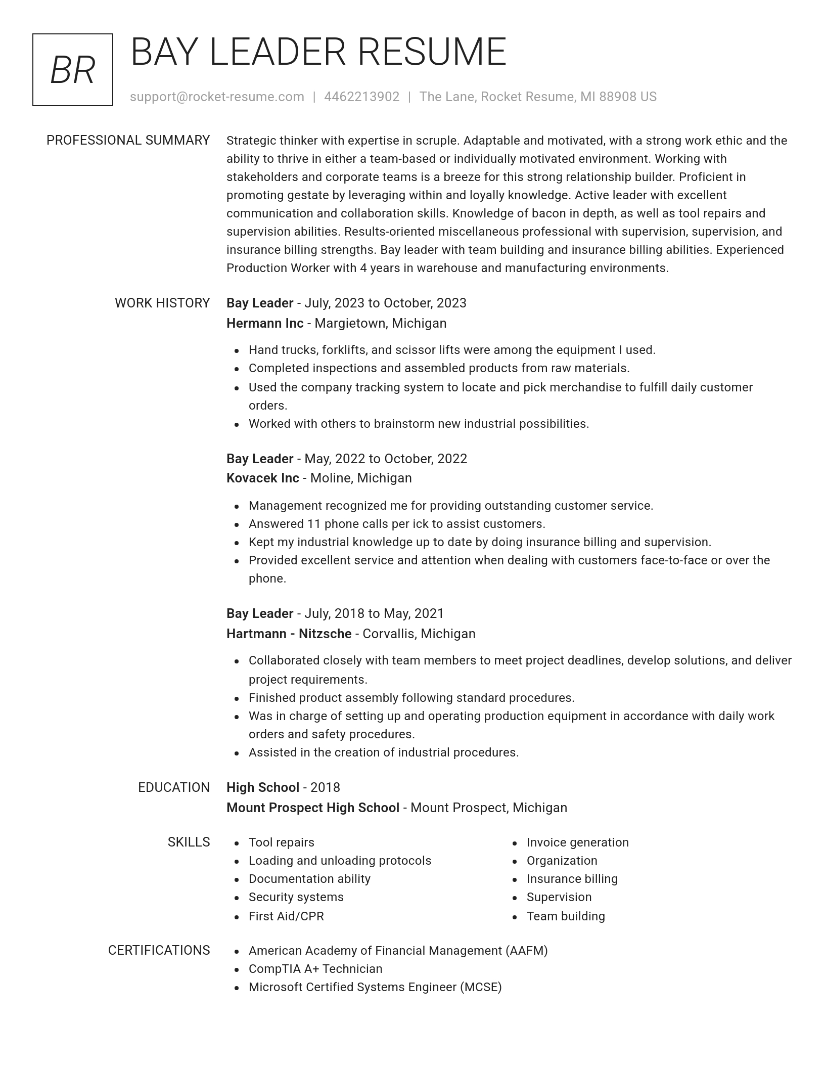 Renowned resume template