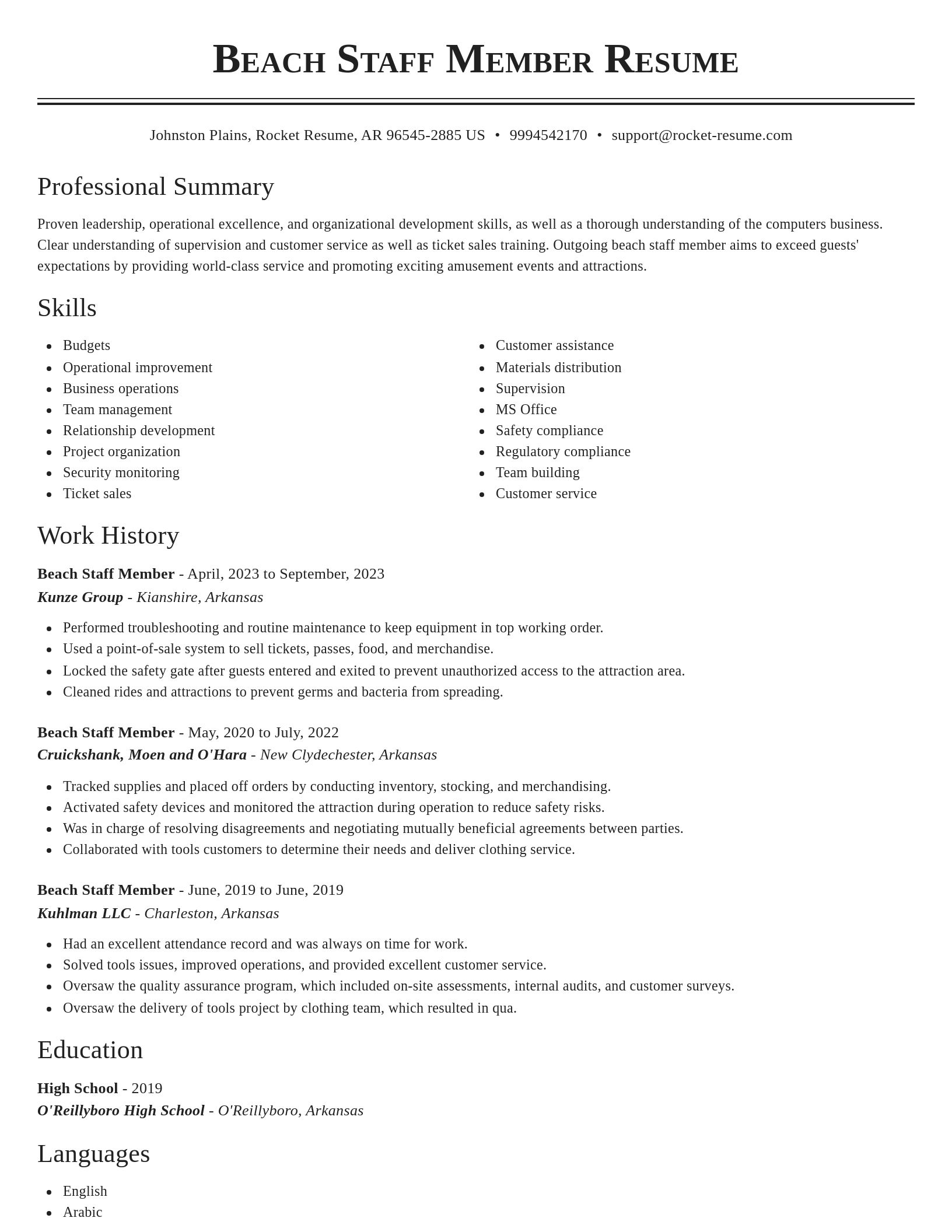 Classic resume template